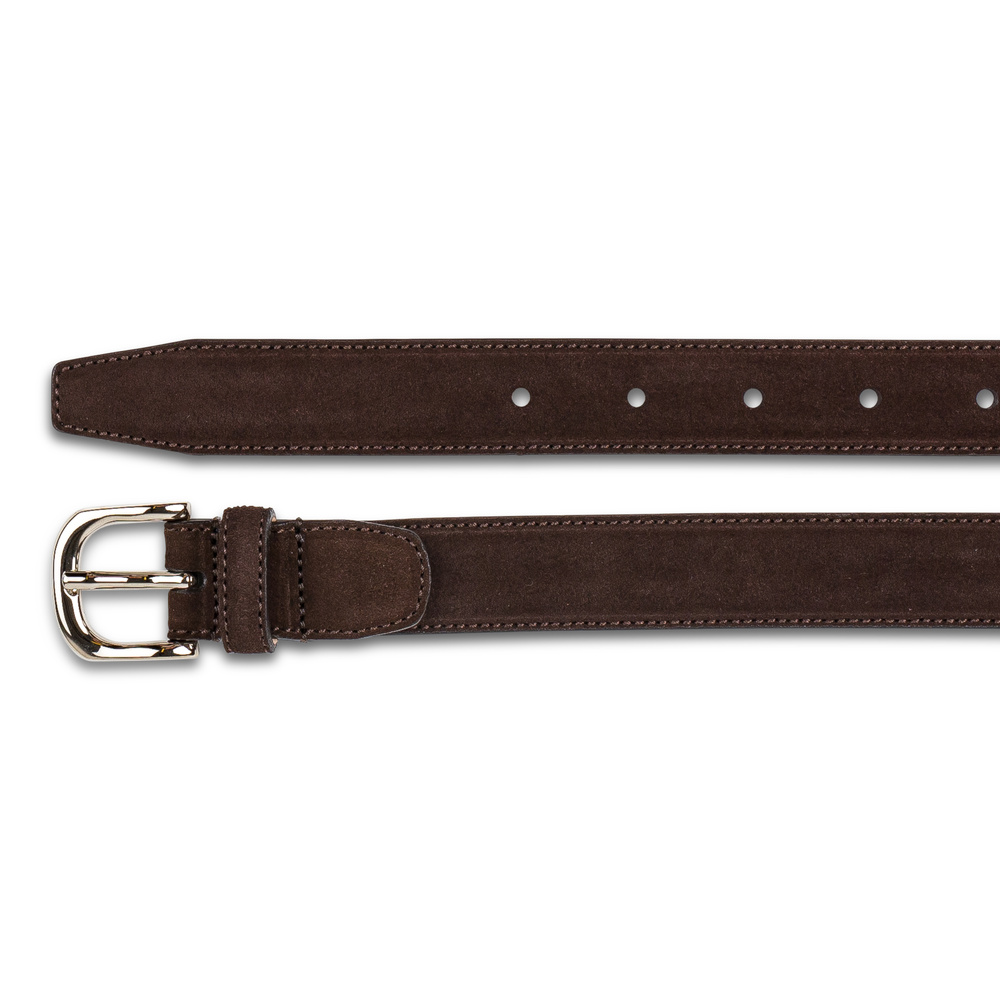 Gürtel aus dunkelbraunem Veloursleder, 2,5 cm breit