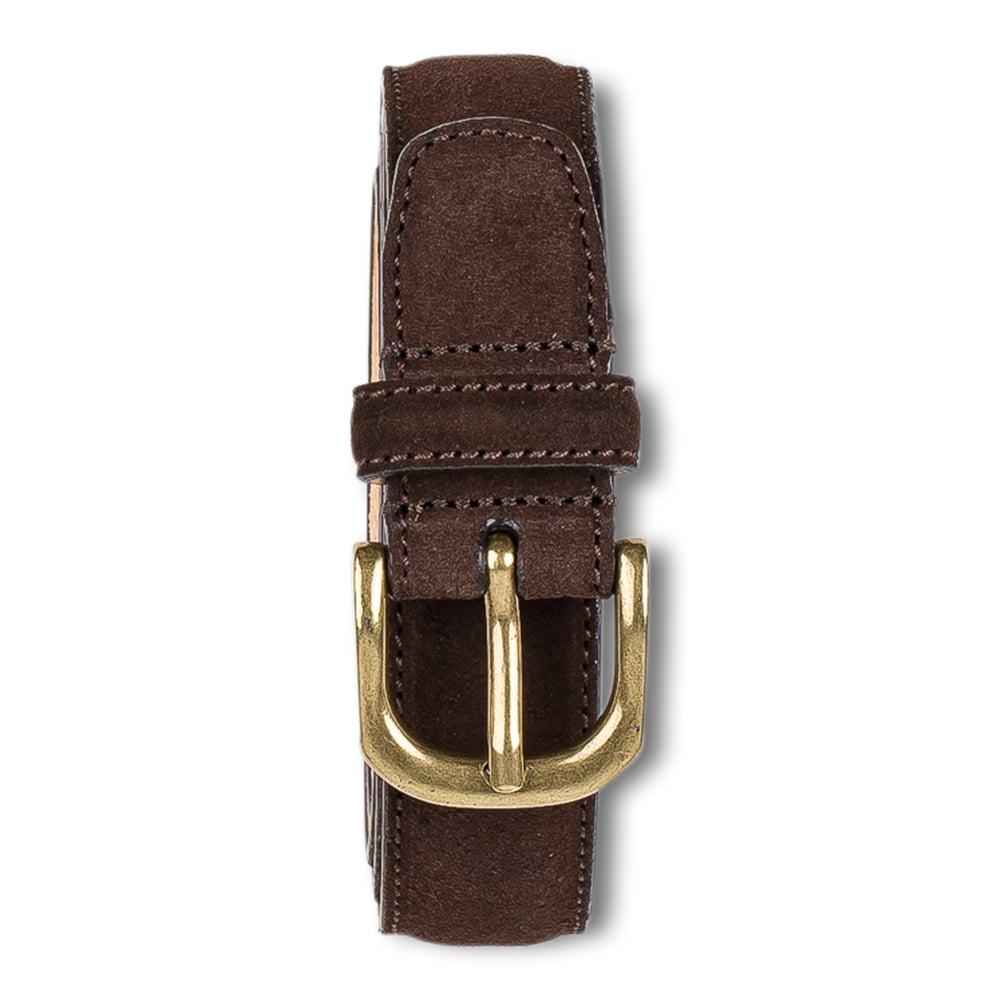 Gürtel aus dunkelbraunem Veloursleder, 2,5 cm breit