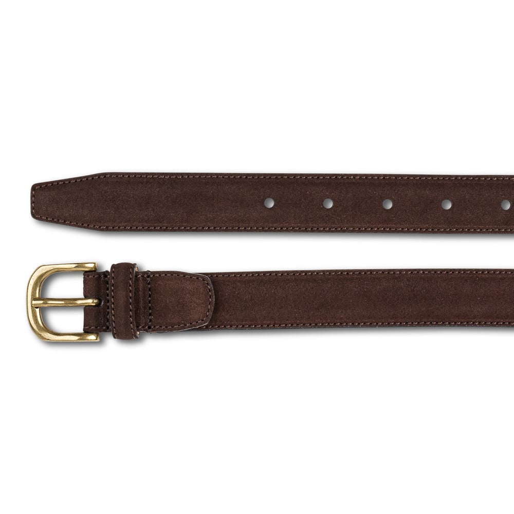 Gürtel aus dunkelbraunem Veloursleder, 2,5 cm breit
