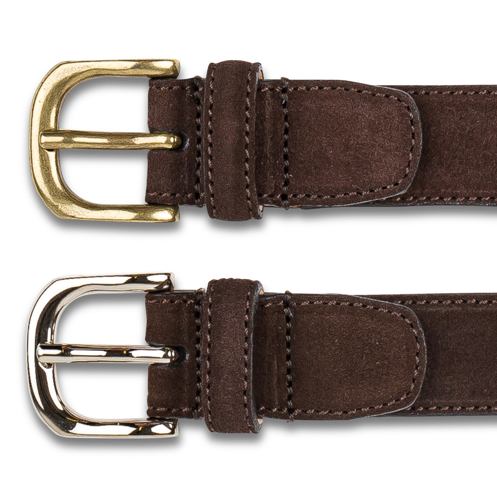 Gürtel aus dunkelbraunem Veloursleder, 2,5 cm breit
