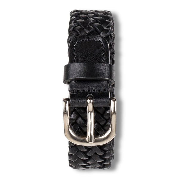 Geflochtener Gürtel aus schwarzem Leder, 2,5 cm breit