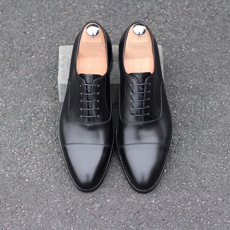 Yanko plain cap toe oxford black, rubber sole | Skolyx