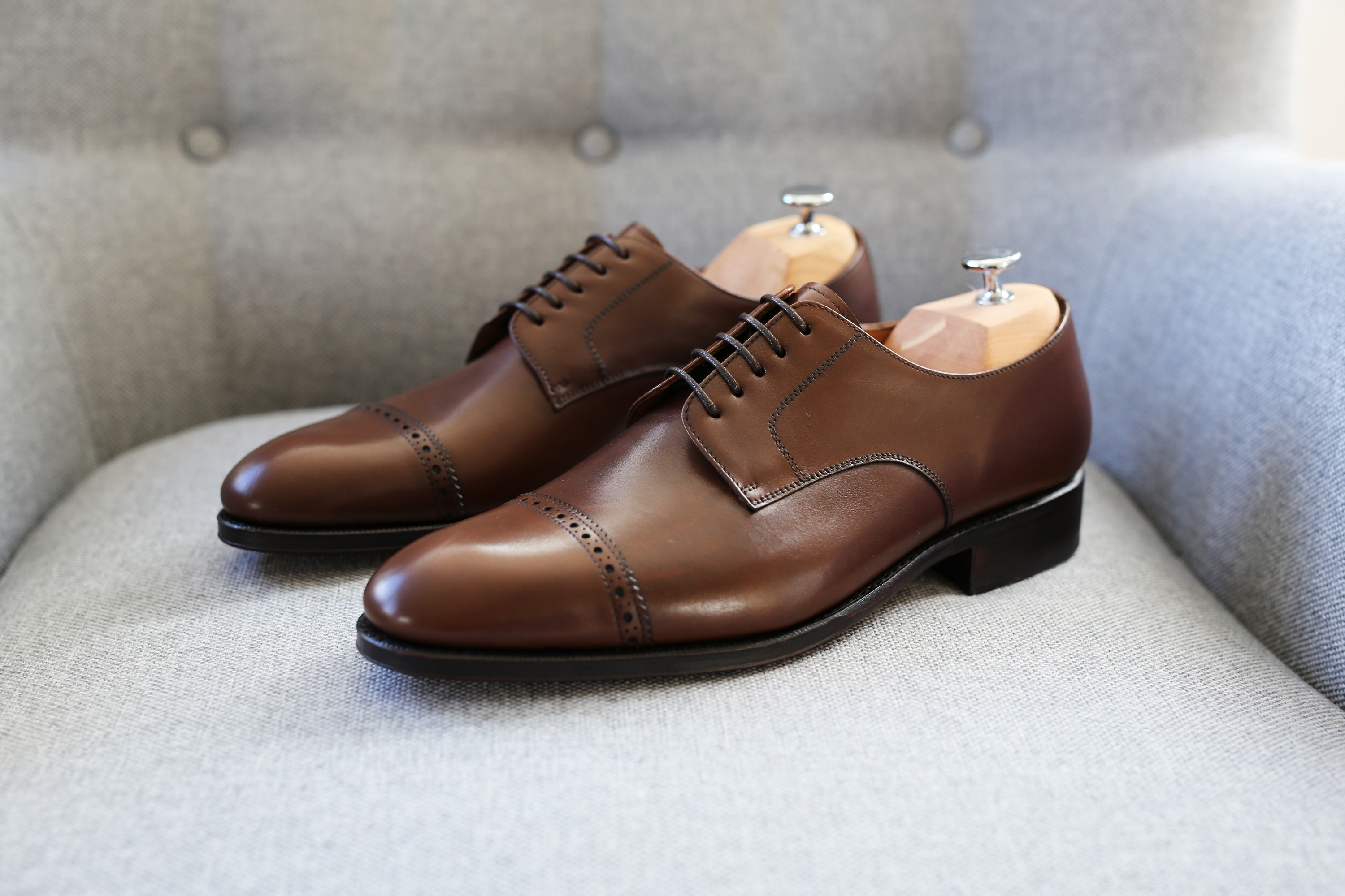 Yanko Brogued cap toe derby dark brown | Skolyx