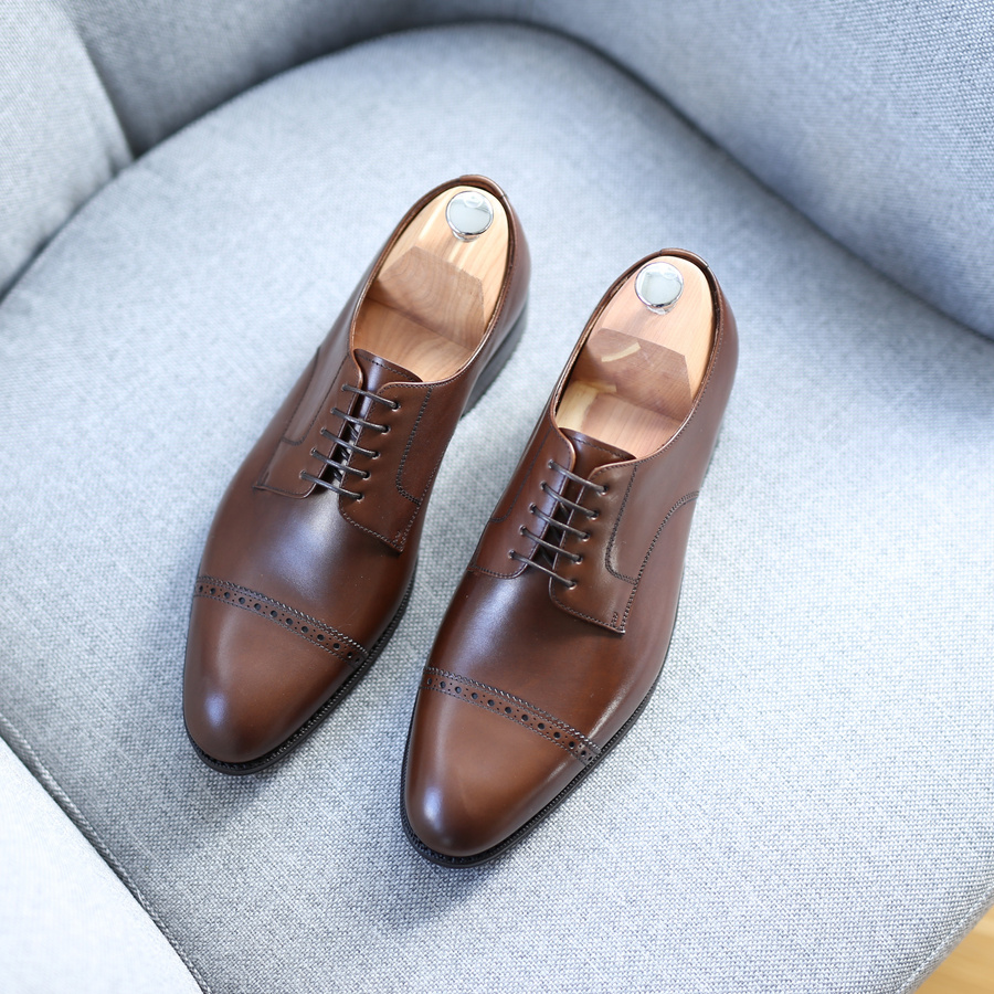 靴 YANKO \"made in Spain\" apron Derby shoes Yanko Stitchdown apron derby medium brown suede| Skolyx