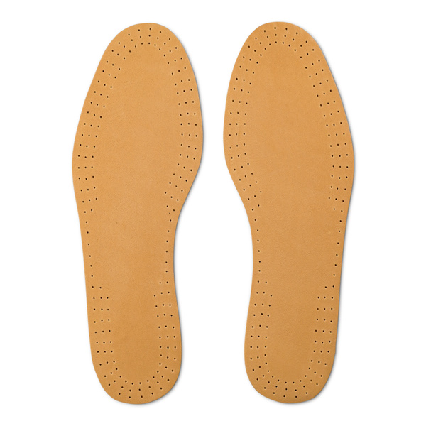 Tunn iläggssula i läder med kork