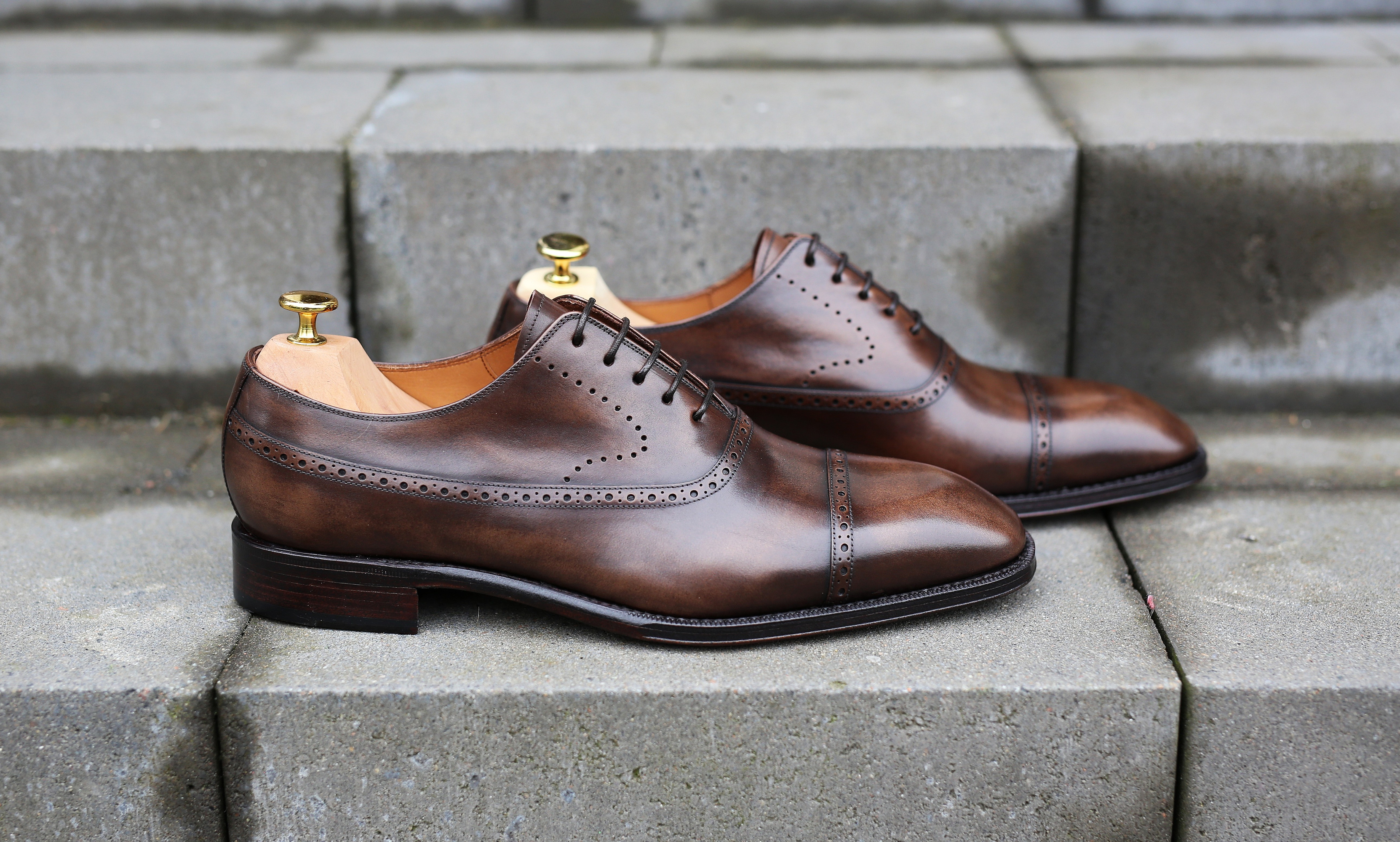 Yanko brogued balmoral oxford in dark brown mixed | Skolyx