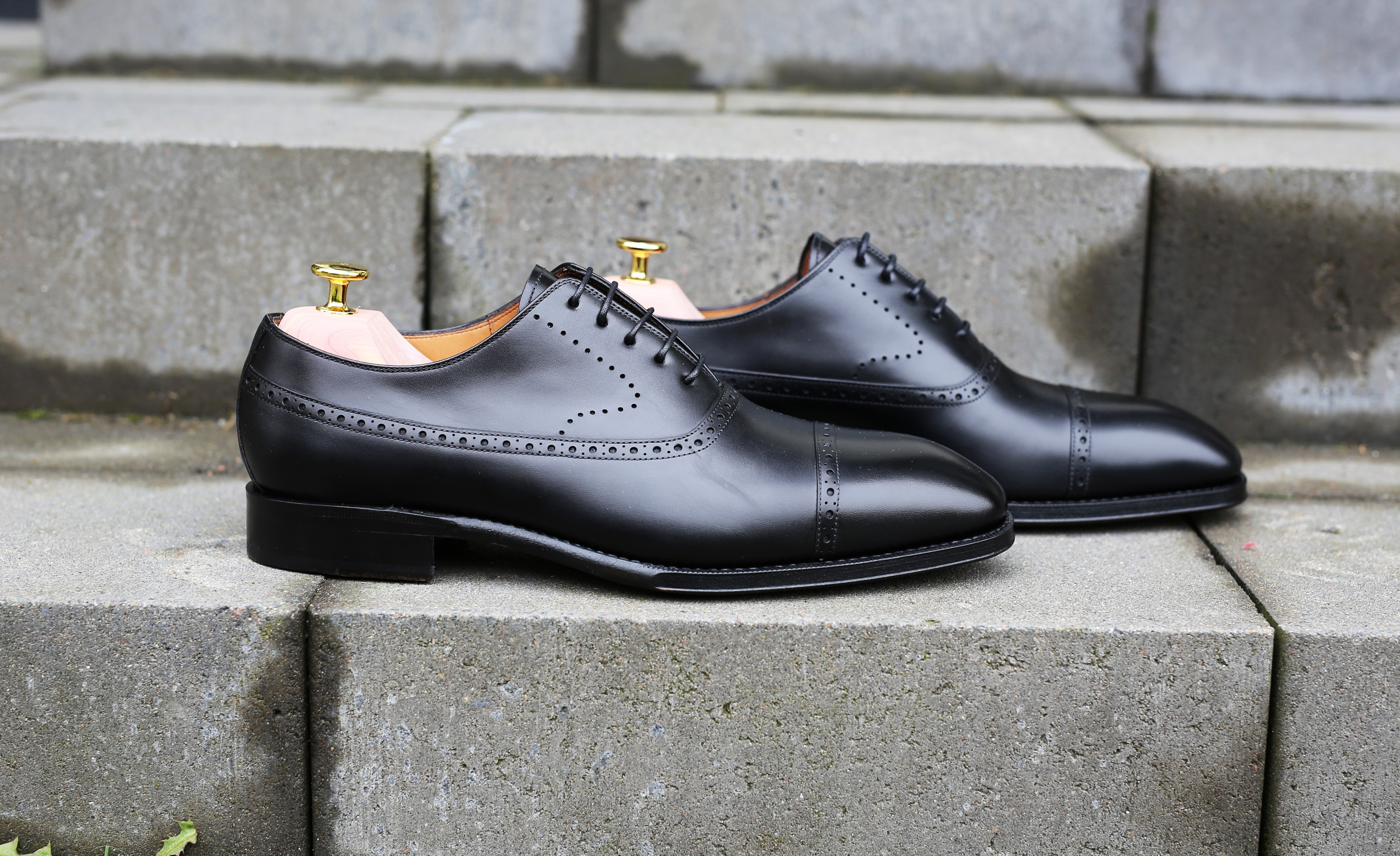 Yanko Brogued balmoral oxford in black | Skolyx