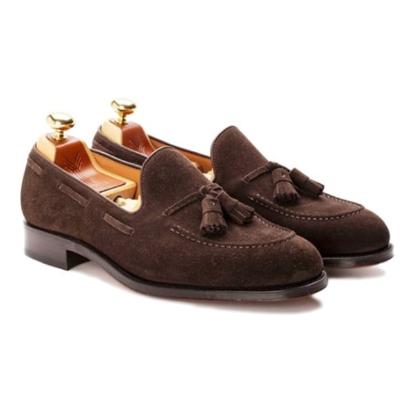 Yanko tassel loafer dark brown suede