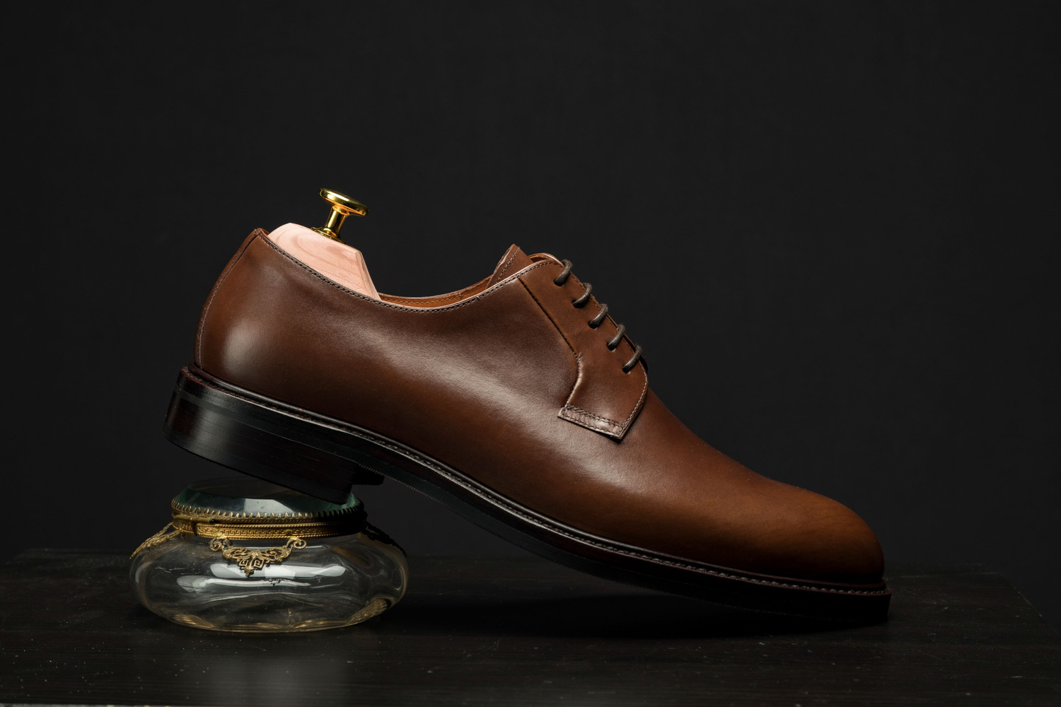 Skolyx dunkelbraun plain toe derby