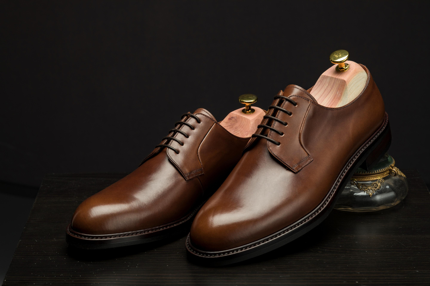 Skolyx dunkelbraun plain toe derby