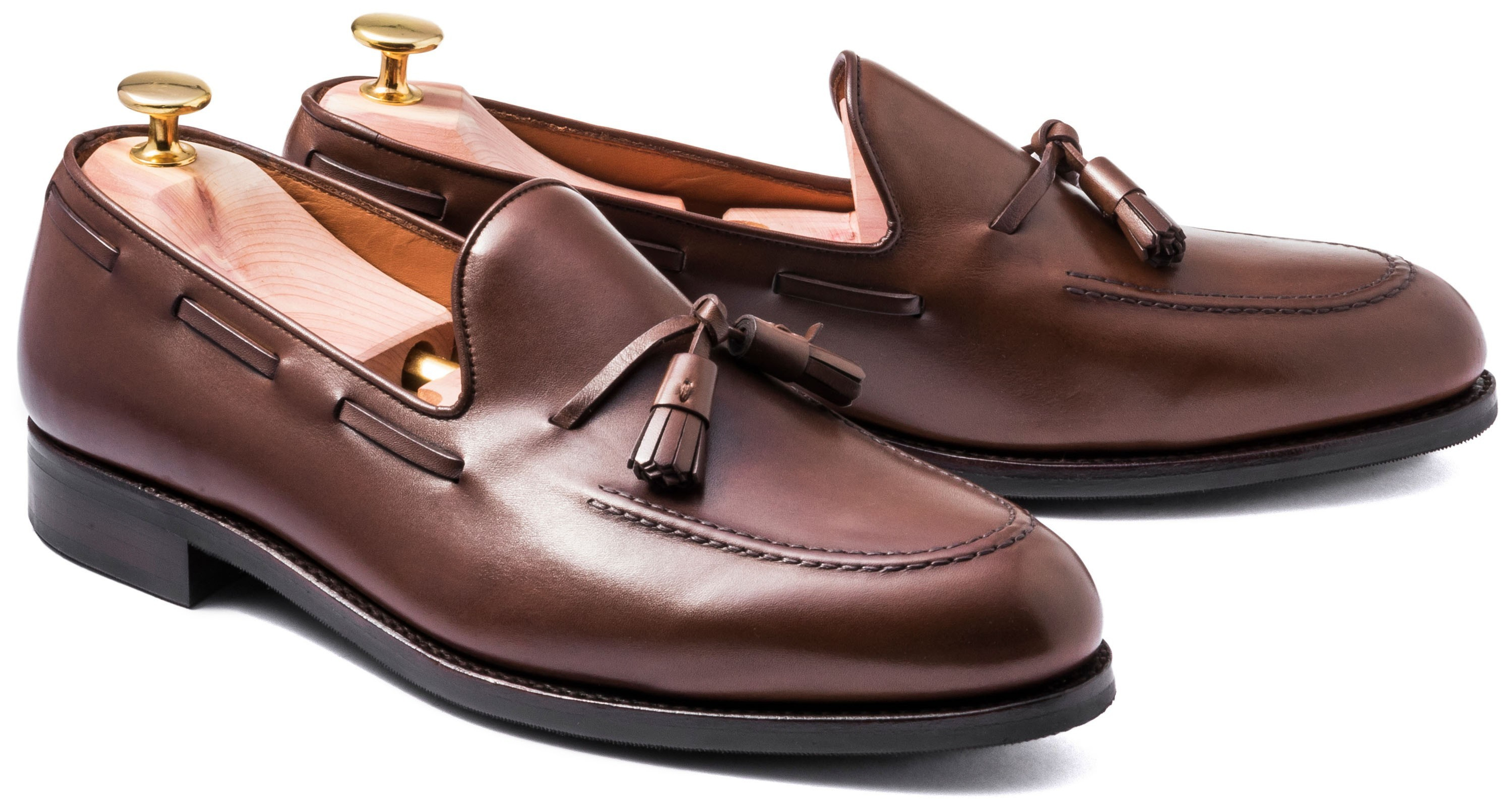 Men's Brown Calfskin Leather Classic Tassel Penny Loafer