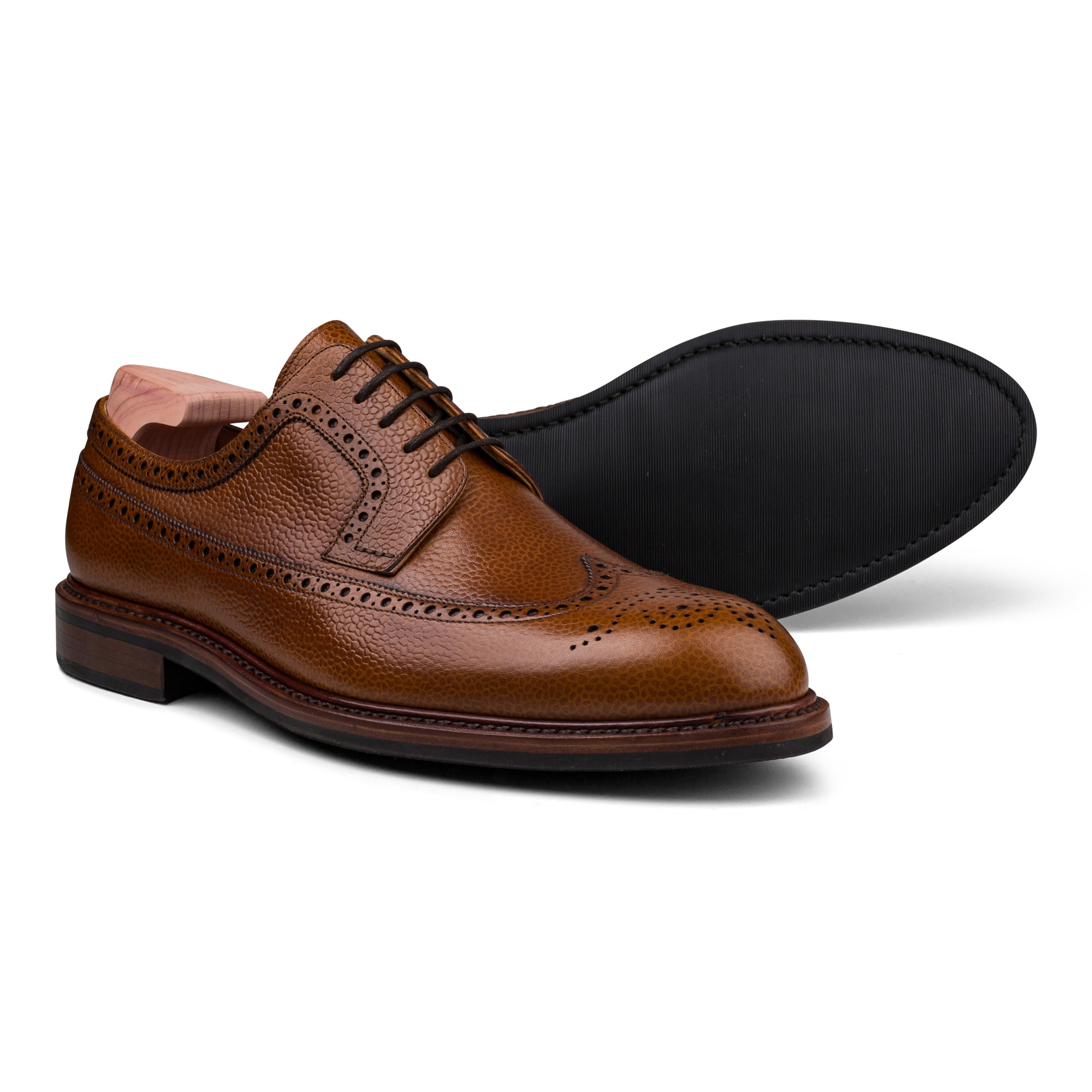 SUARE ■ Slapstick Derby Shoes Skolyx longwing derby in light brown grain leather | Skolyx