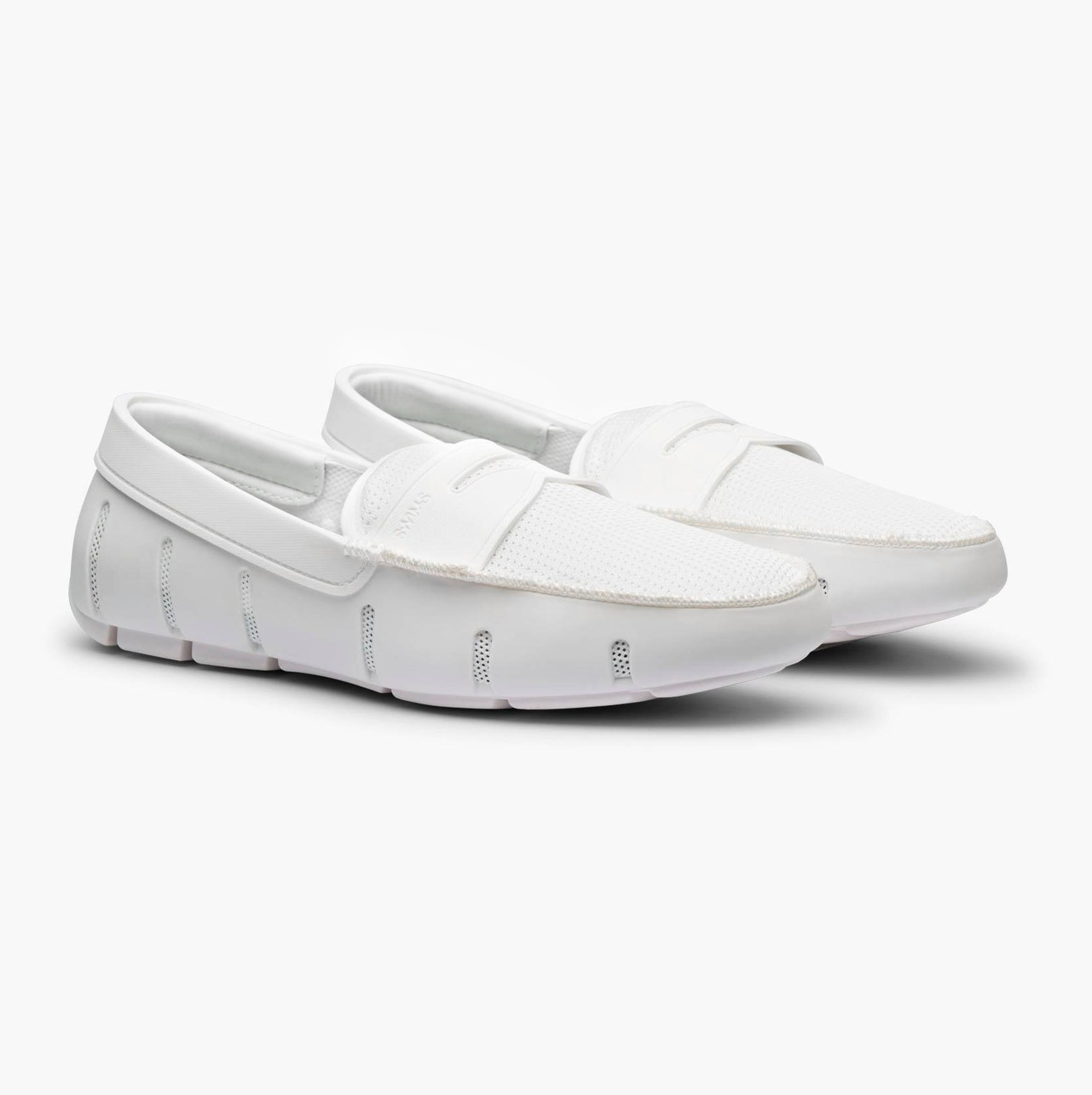 RENZO WERCURI ?? WEN\'S WHITE SOFT LEATHER SUMMER COMFORT LOAFERS Alessandro White Mesh Venetian Loafers main image 2
