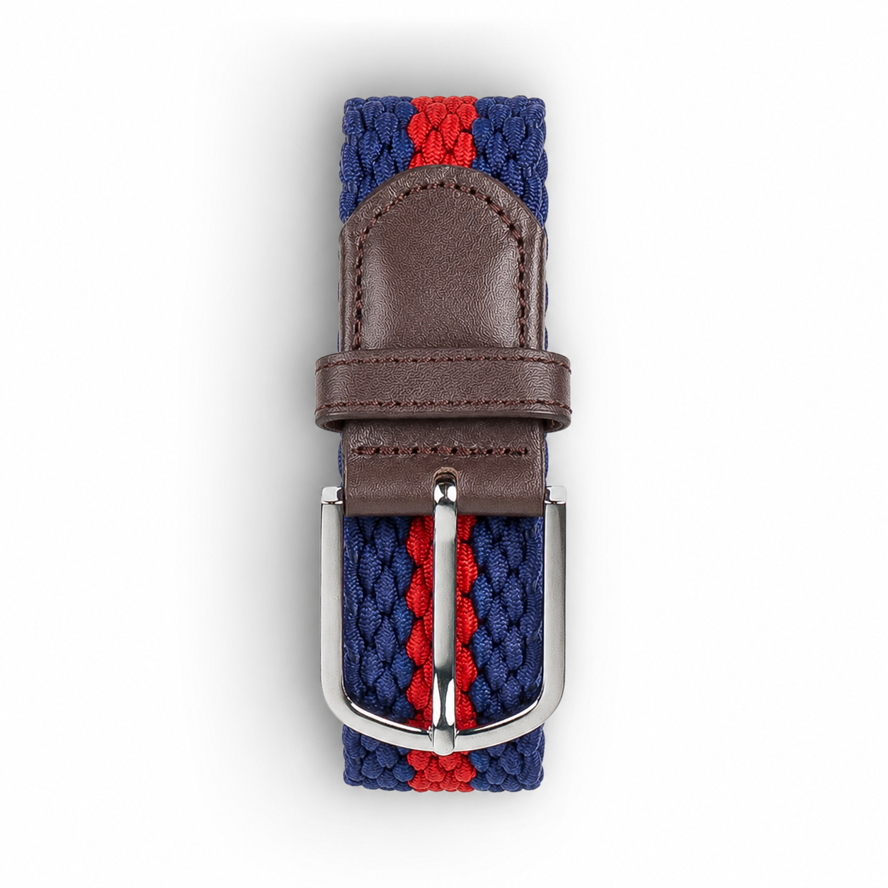 Gevlochten riem donkerblauw en rood