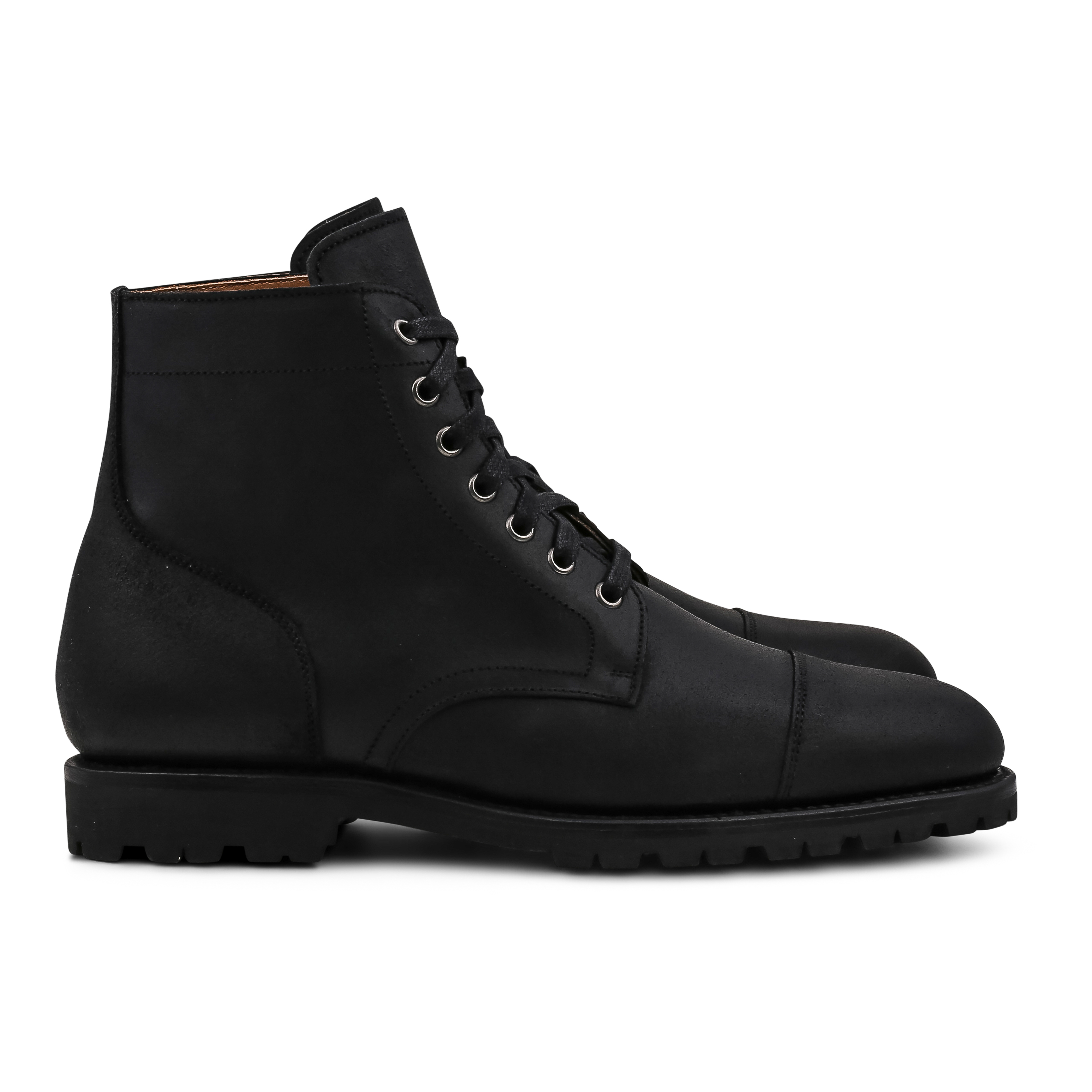 Yanko cap toe service boot, sort waxy commander