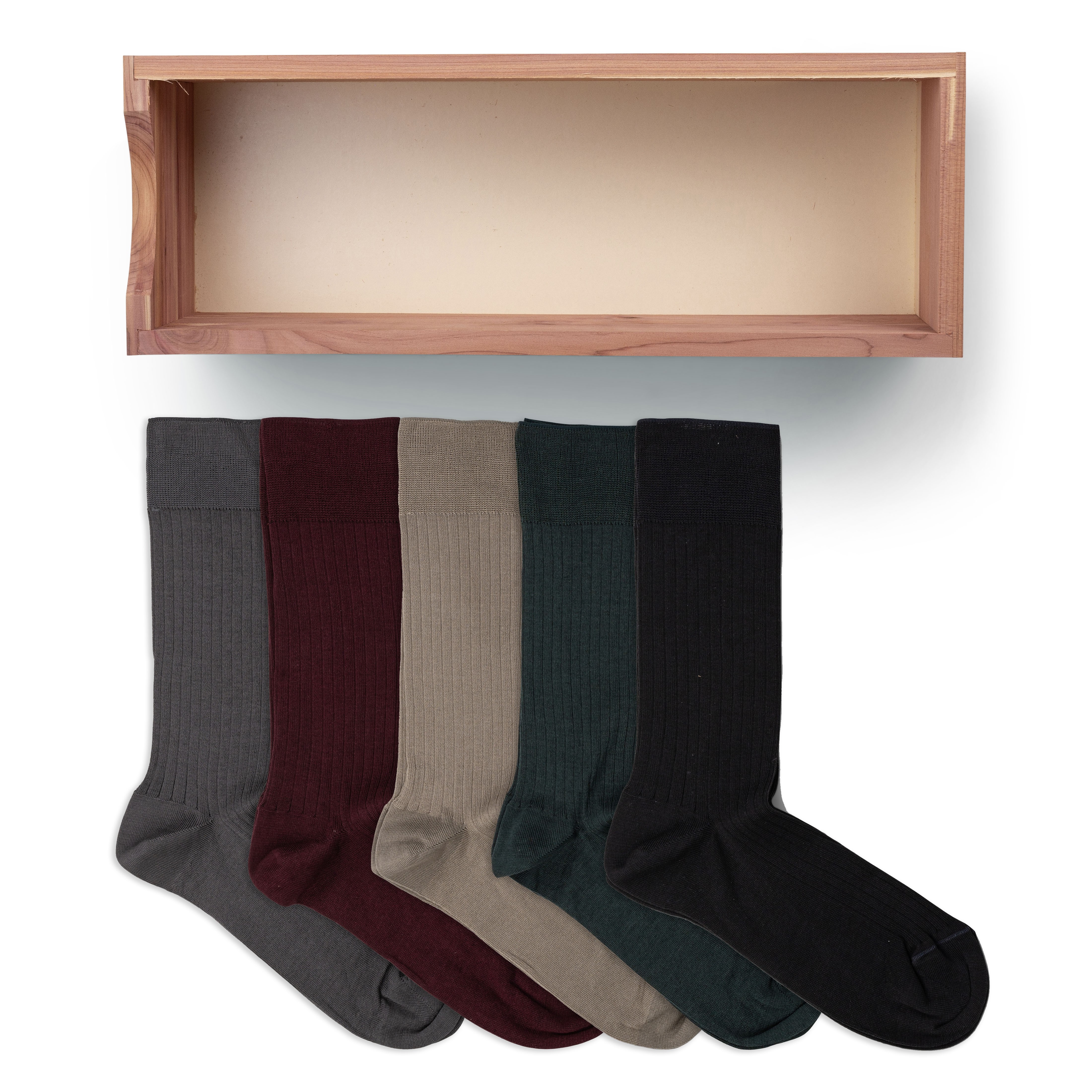Zedernholzbox mit 5 Paar Woolsocken