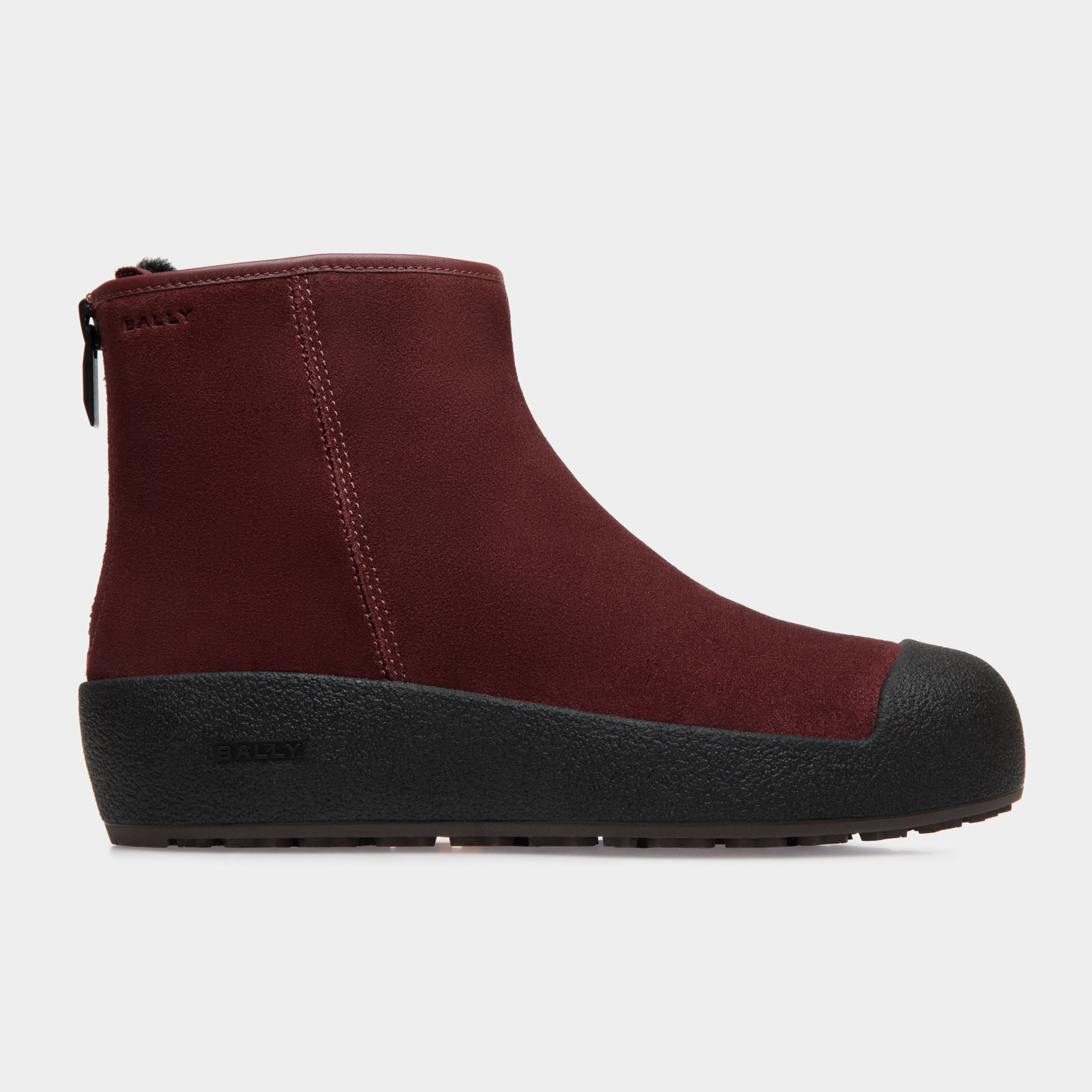 Bally Curling Stiefel Damen Guard III Burgunderrot Wildleder
