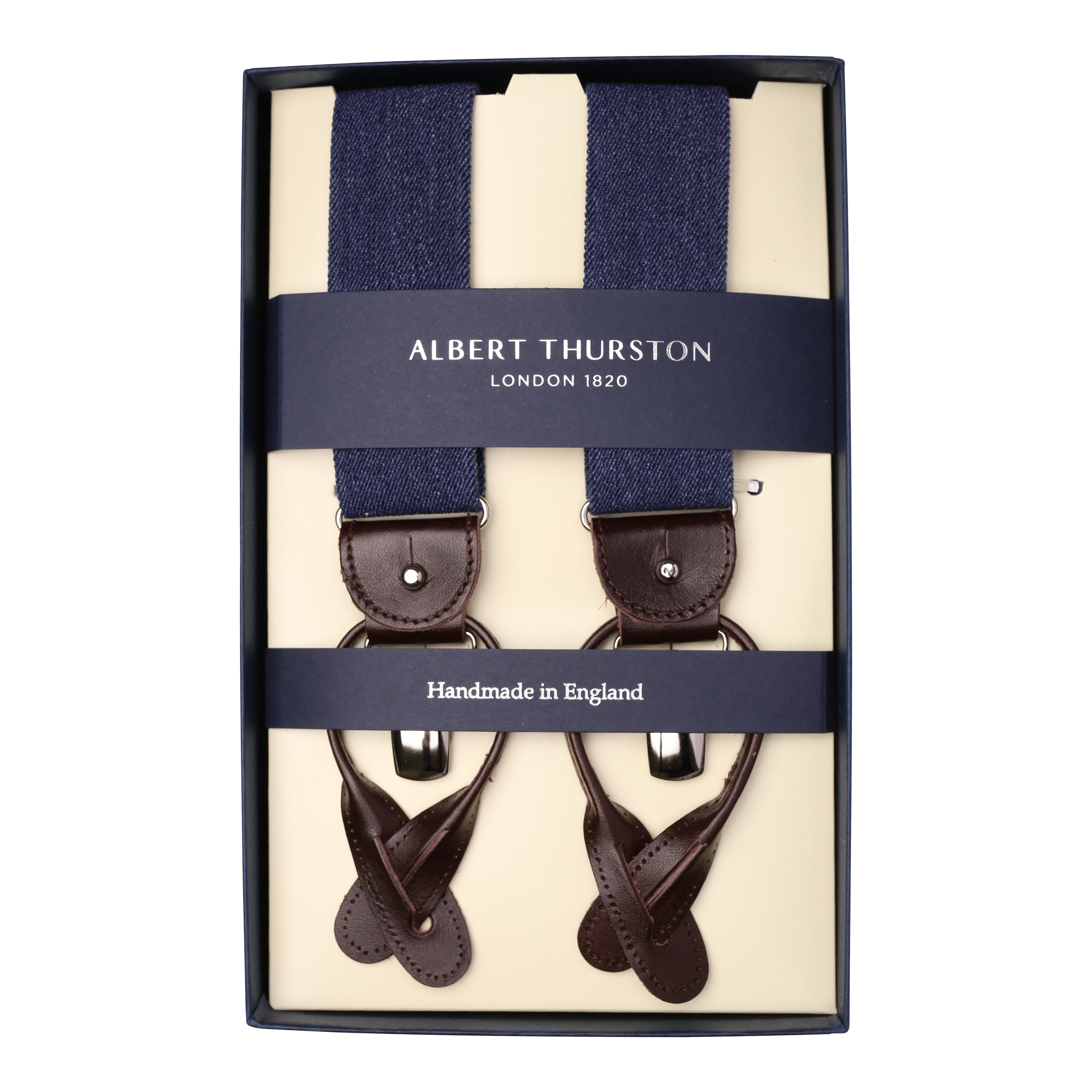 Albert Thurston Hosenträger blau antik