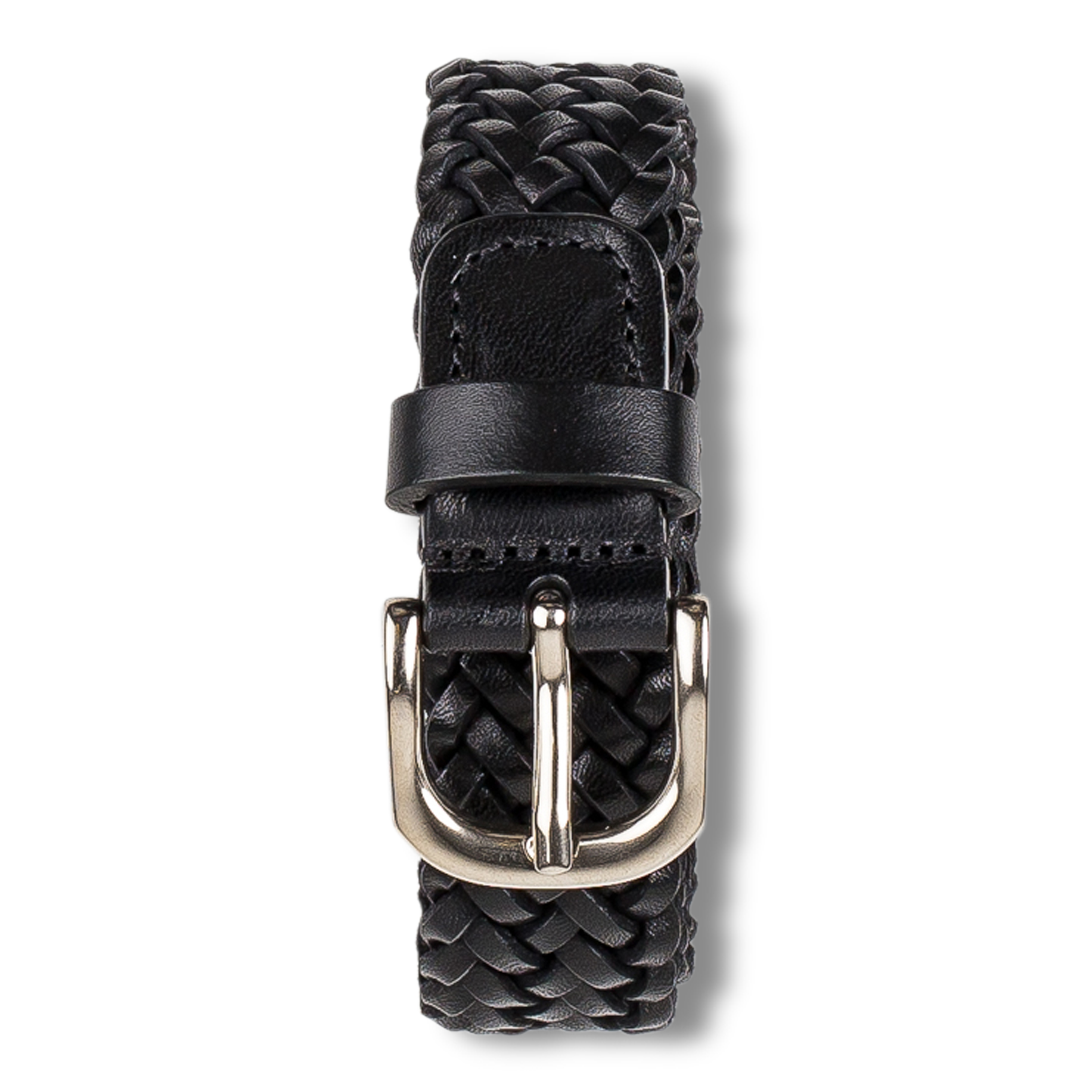 Geflochtener Gürtel aus schwarzem Leder, 2,5 cm breit