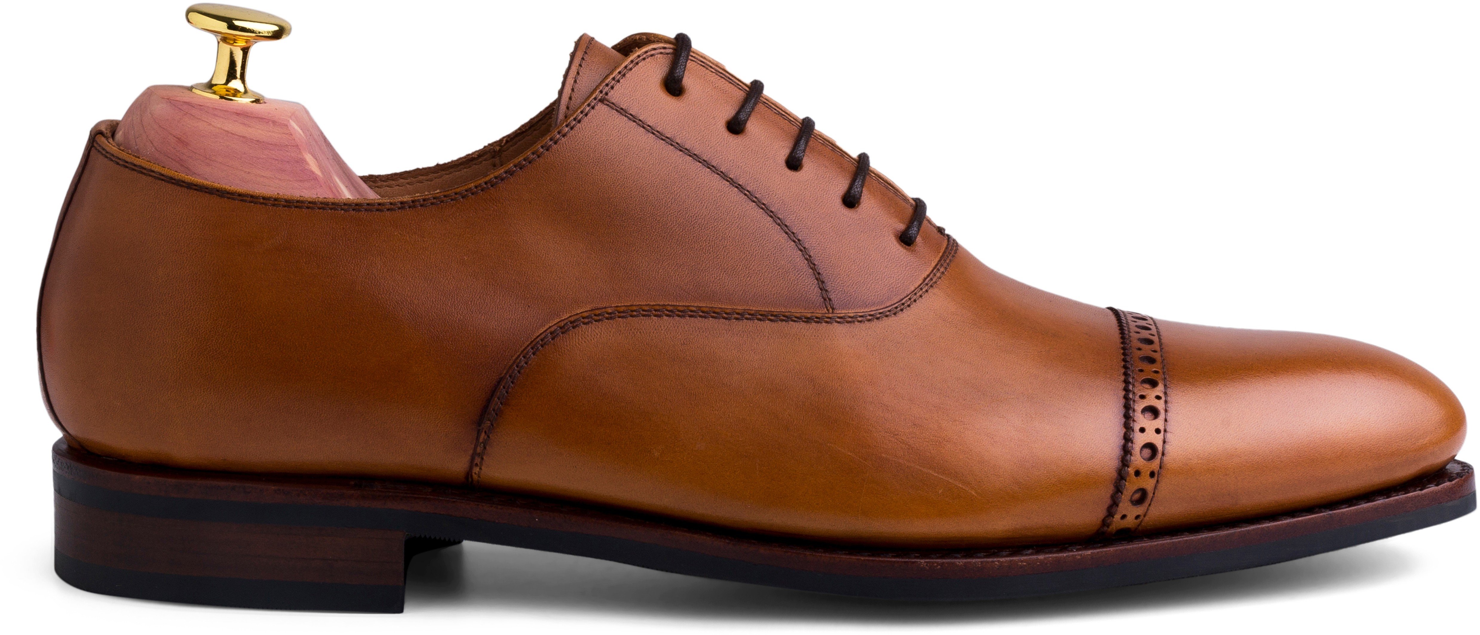 Skolyx hellbraun brogued cap toe oxford