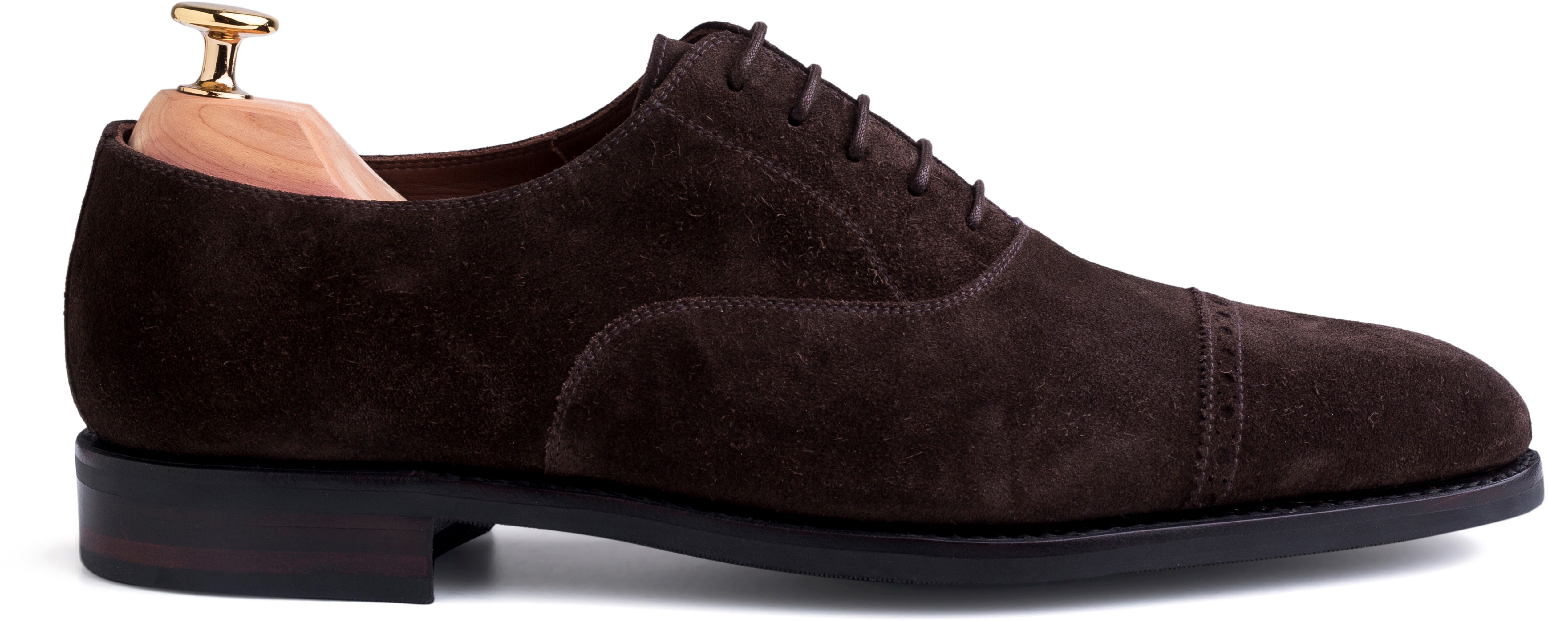 Skolyx dunkelbraun Wildleder brogued cap toe oxford