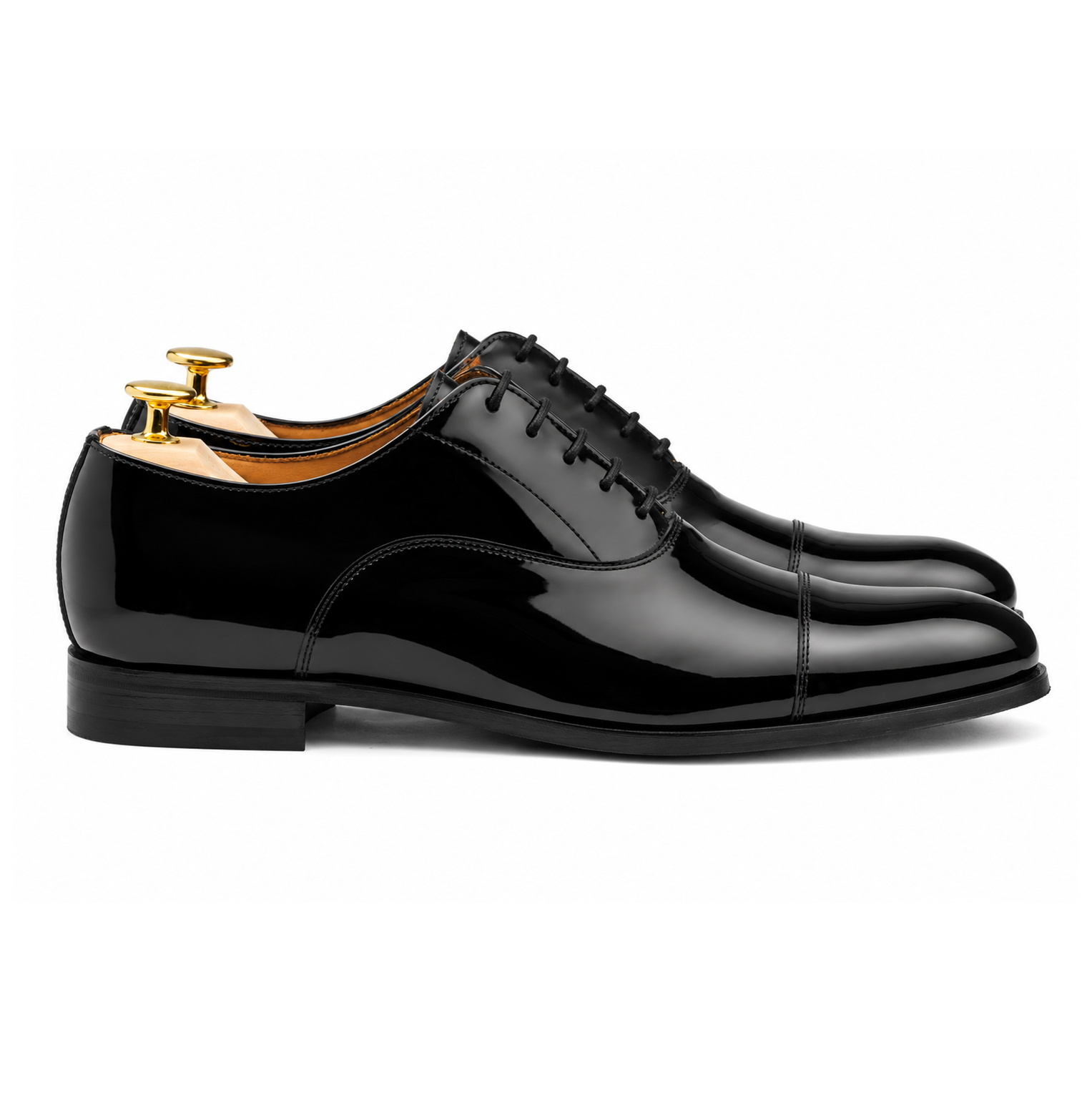 Skolyx Schwarzes Lackleder Kappe Zehe Oxford Smoking Schuh