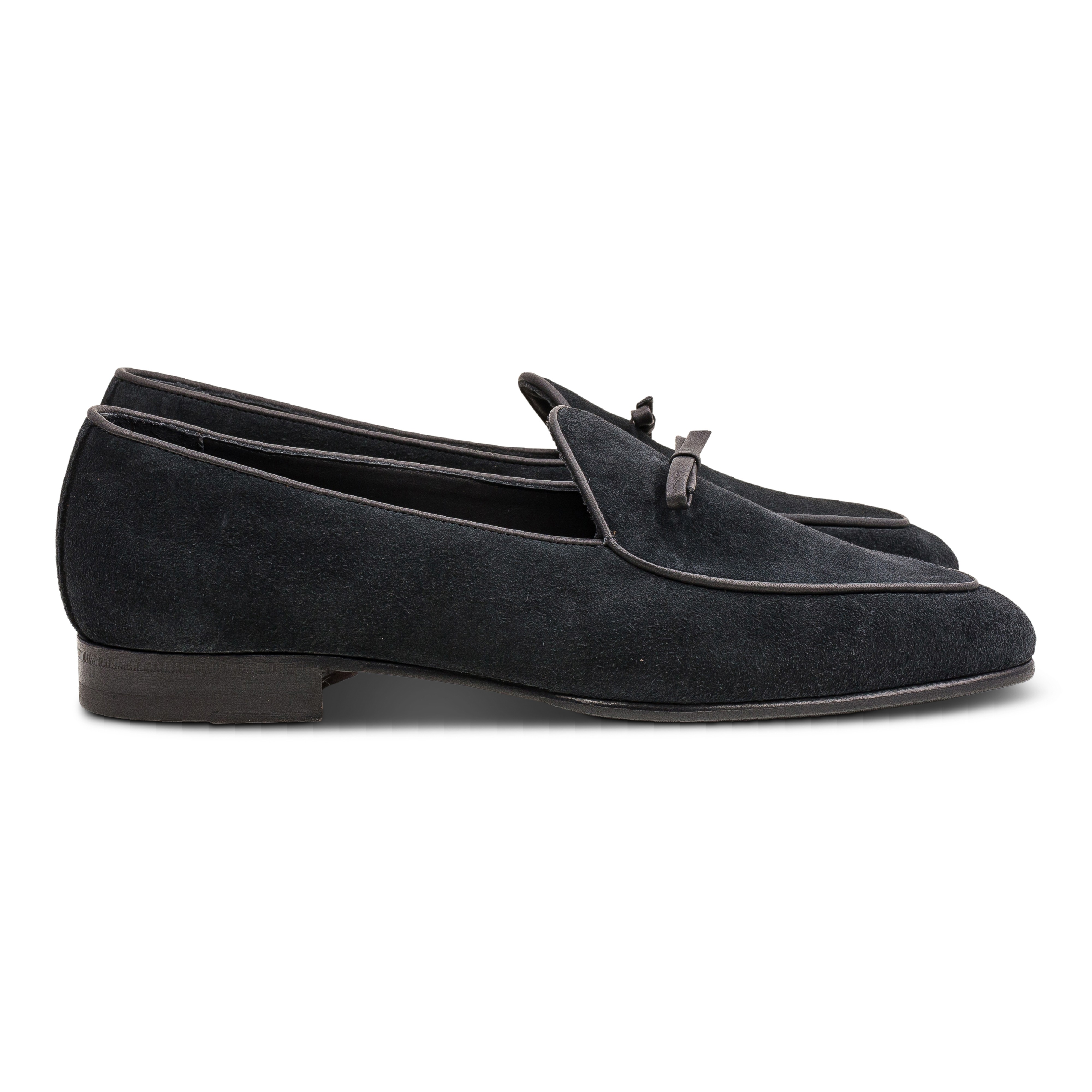 Yanko bow Belgian loafer schwarz reverse kudu wildleder