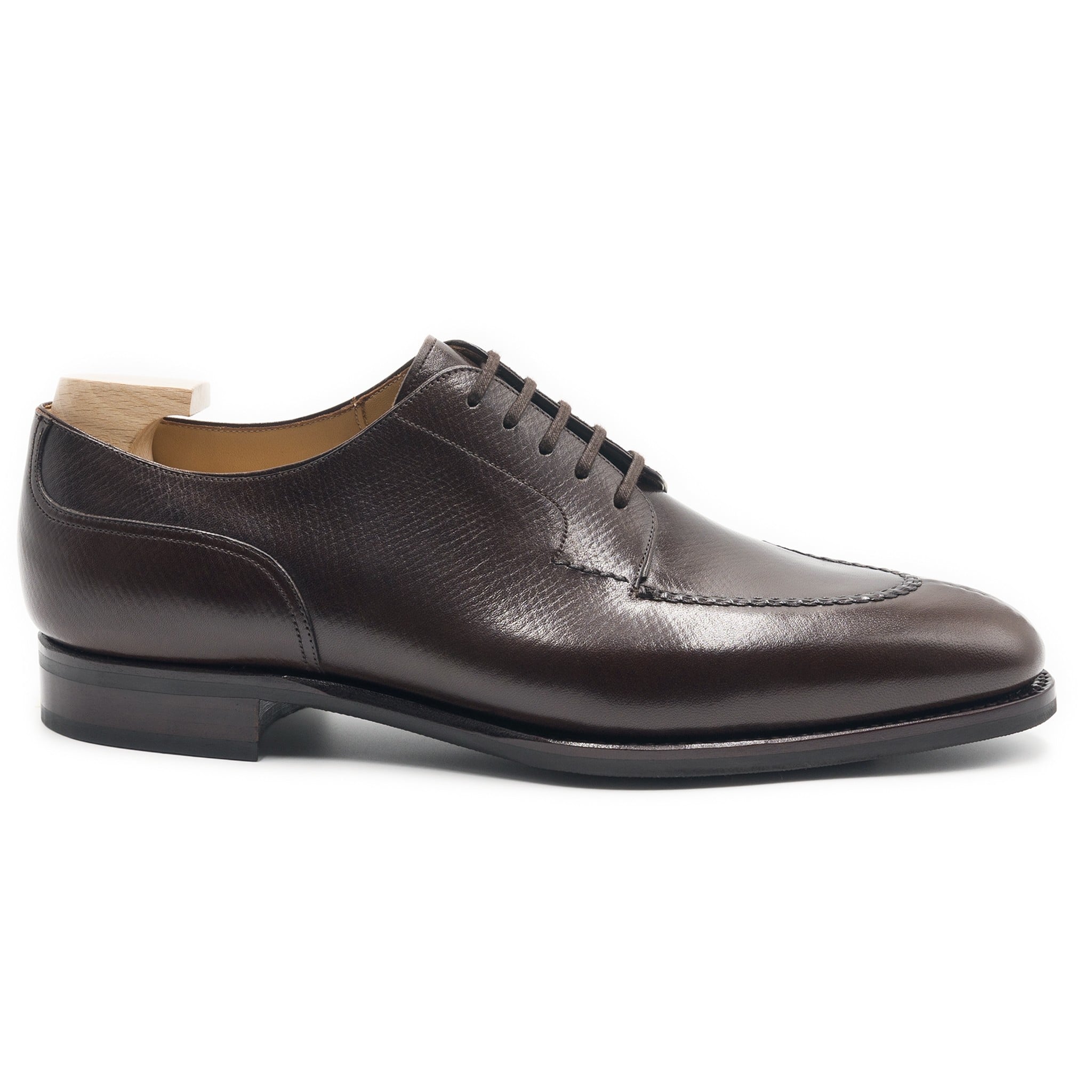 TLB Artista Reverse Stitch Toe Derby mørkebrun Hatch Grain