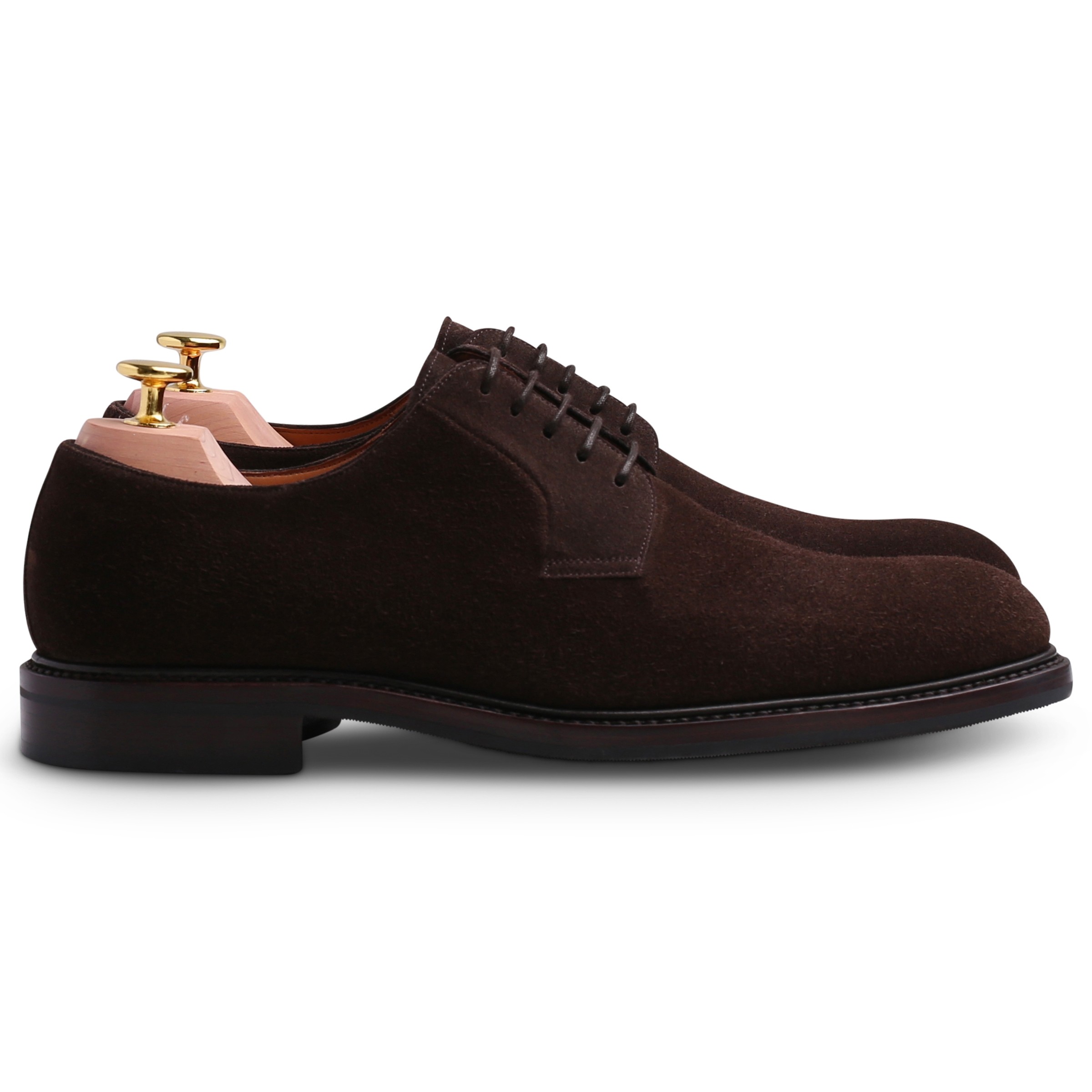 Skolyx plain toe derby in Dunkelbraun Wildleder