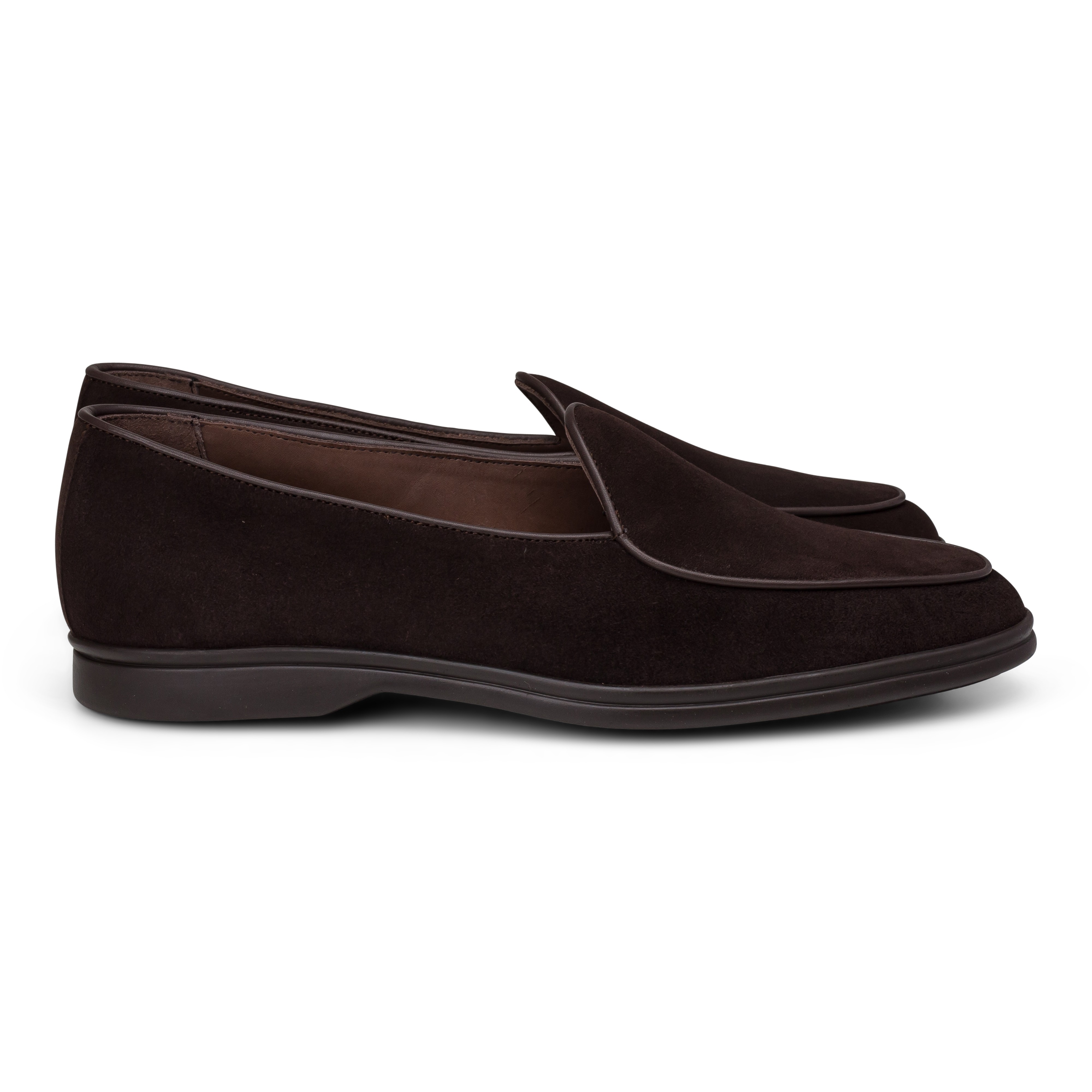 Yanko Traveler Belgian Loafer Dunkelbraun reverse kudu Wildleder mit dunkler Sohle
