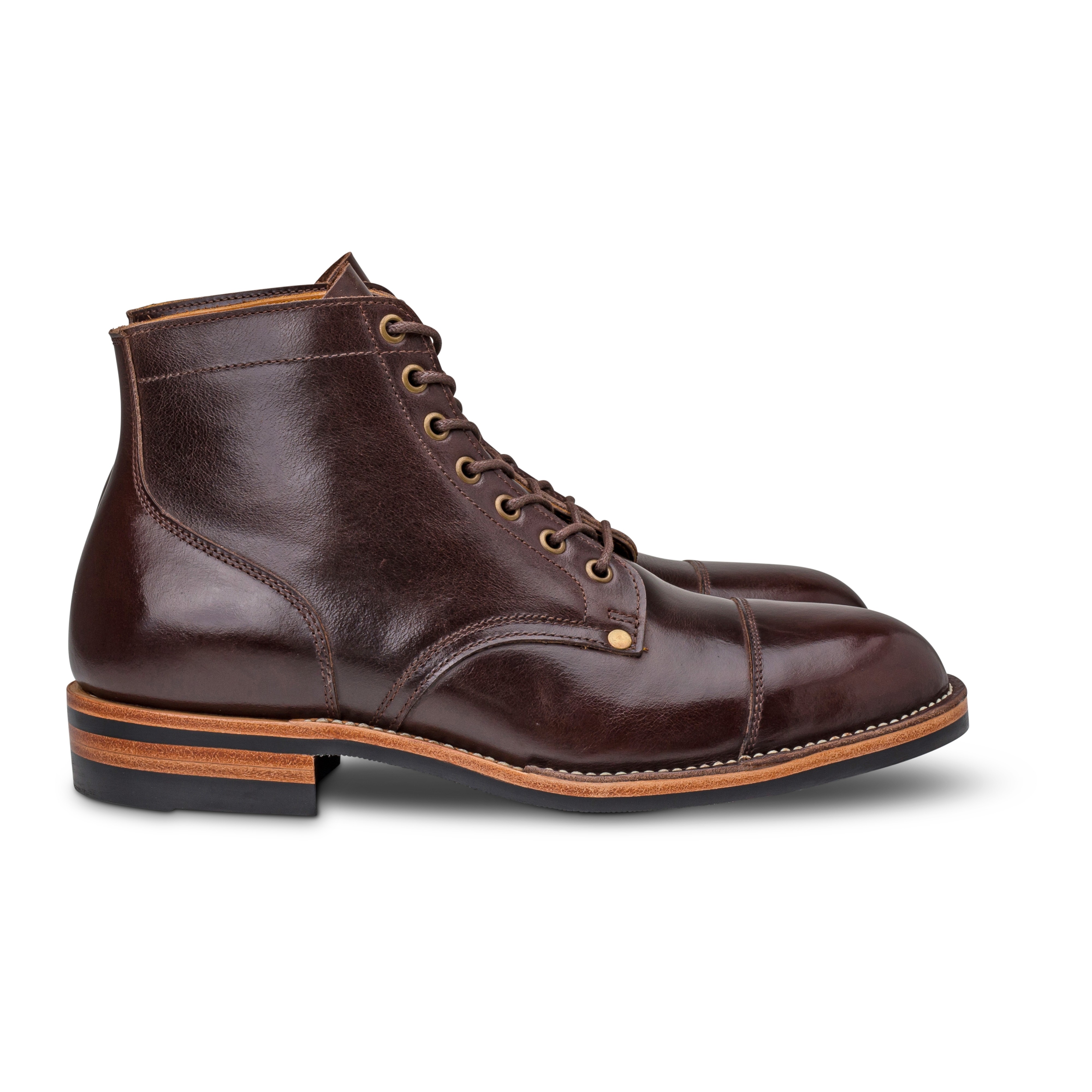 Midas & Skolyx & Dr. Sole, Cap toe service boot, tummanruskea
