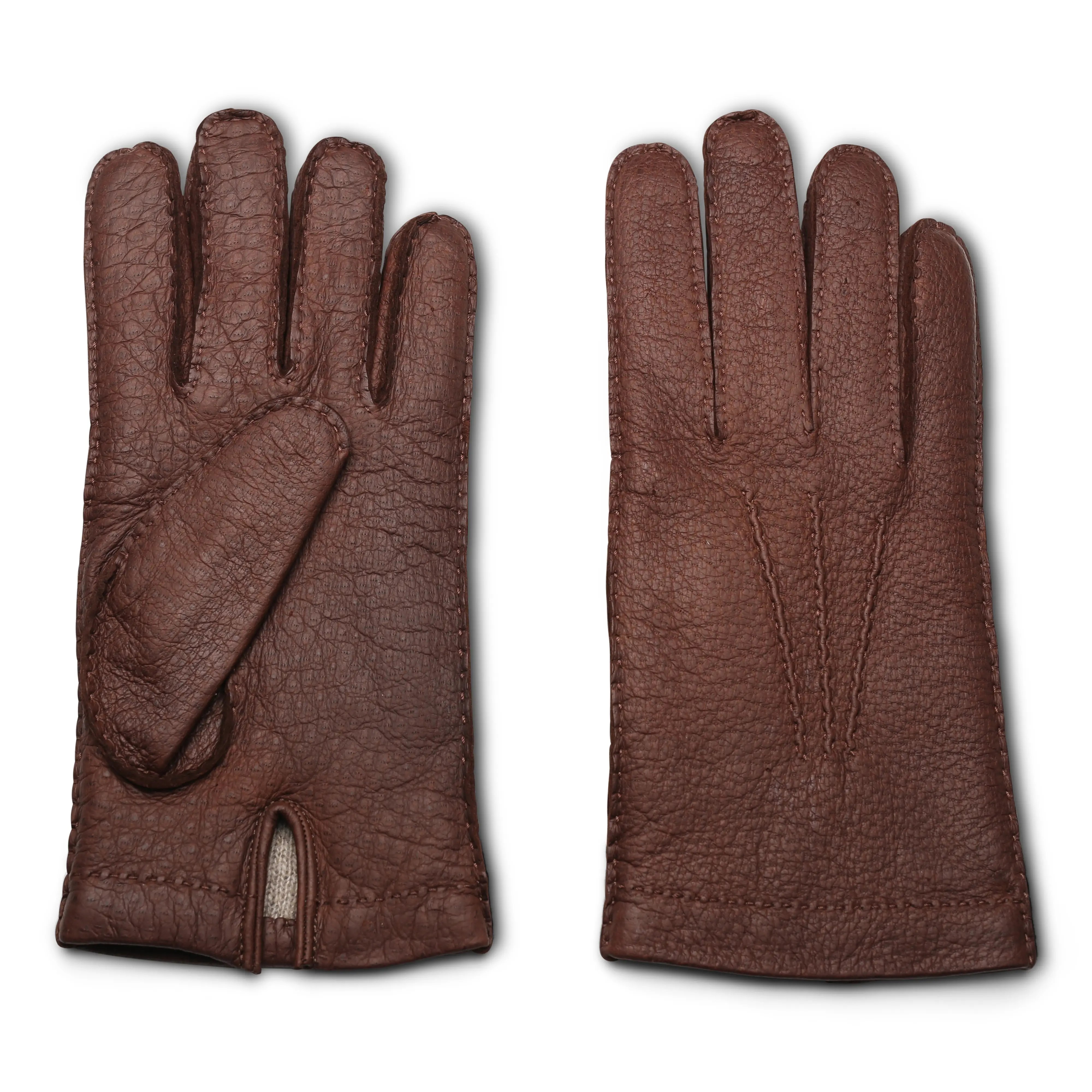 Skolyx guantes marrones de pecarí forrados de cachemir