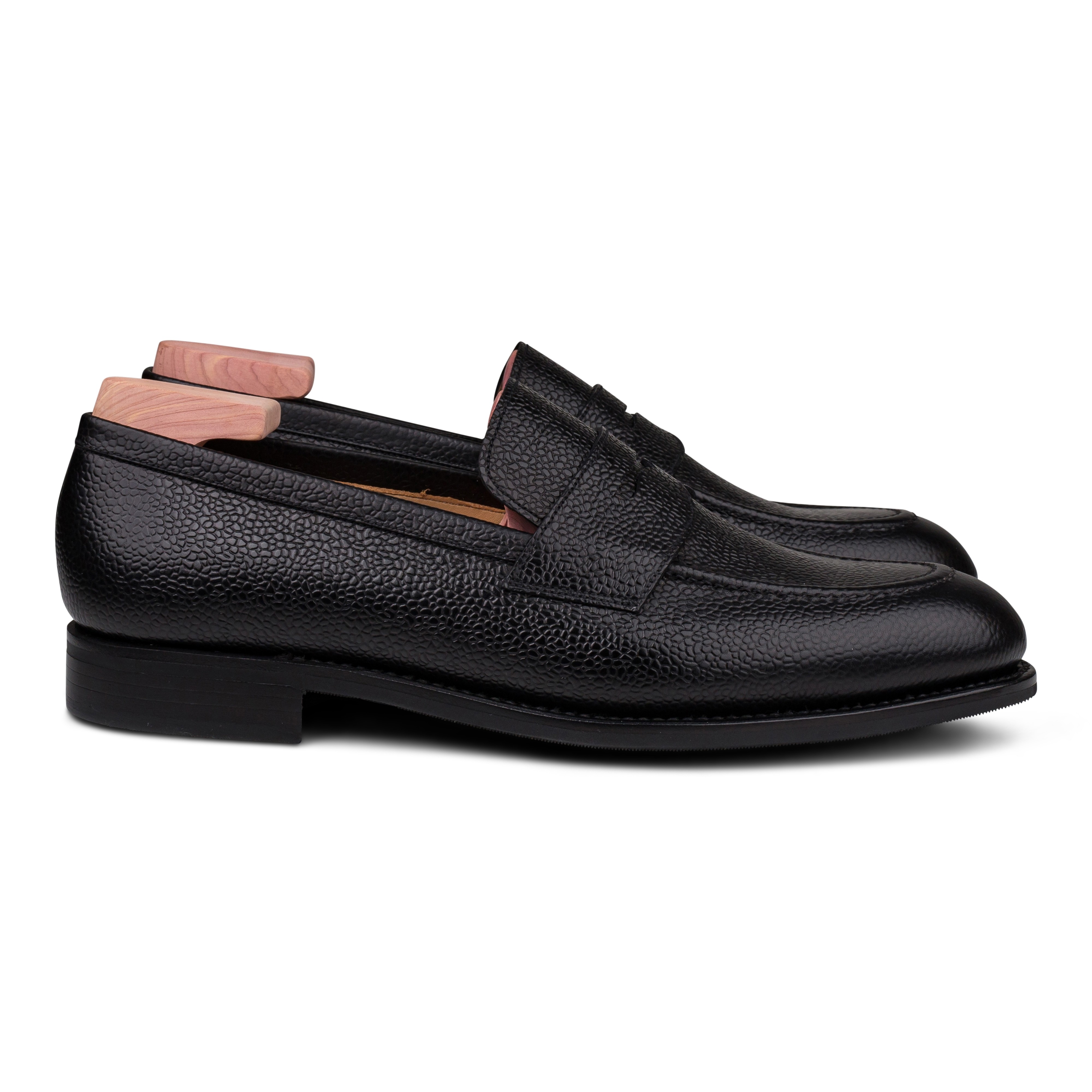 Skolyx Penny Loafer aus schwarzem Narbenleder
