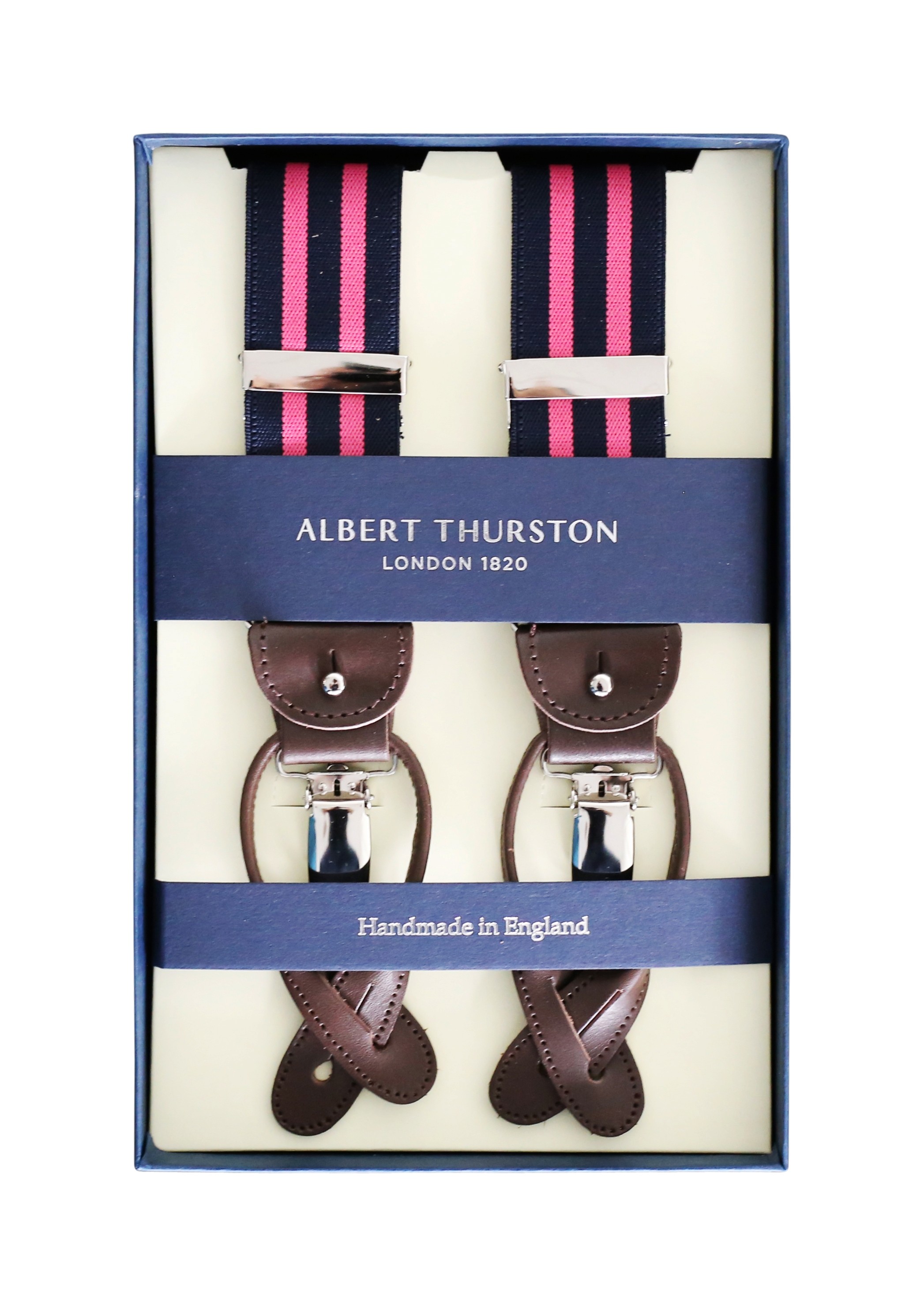 Albert Thurston Hosenträger navy und rosa