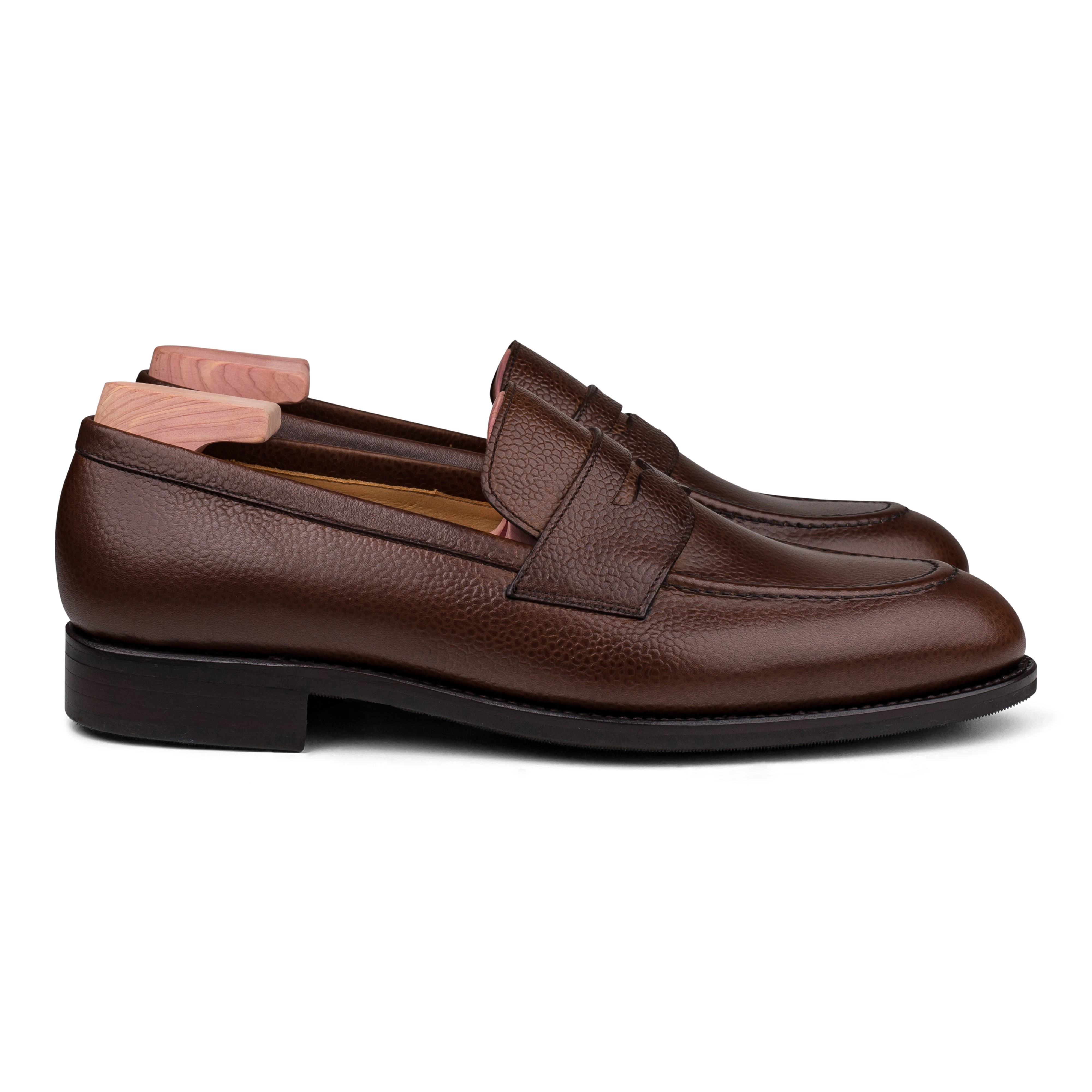 Skolyx Penny Loafer in braunem Narbenleder