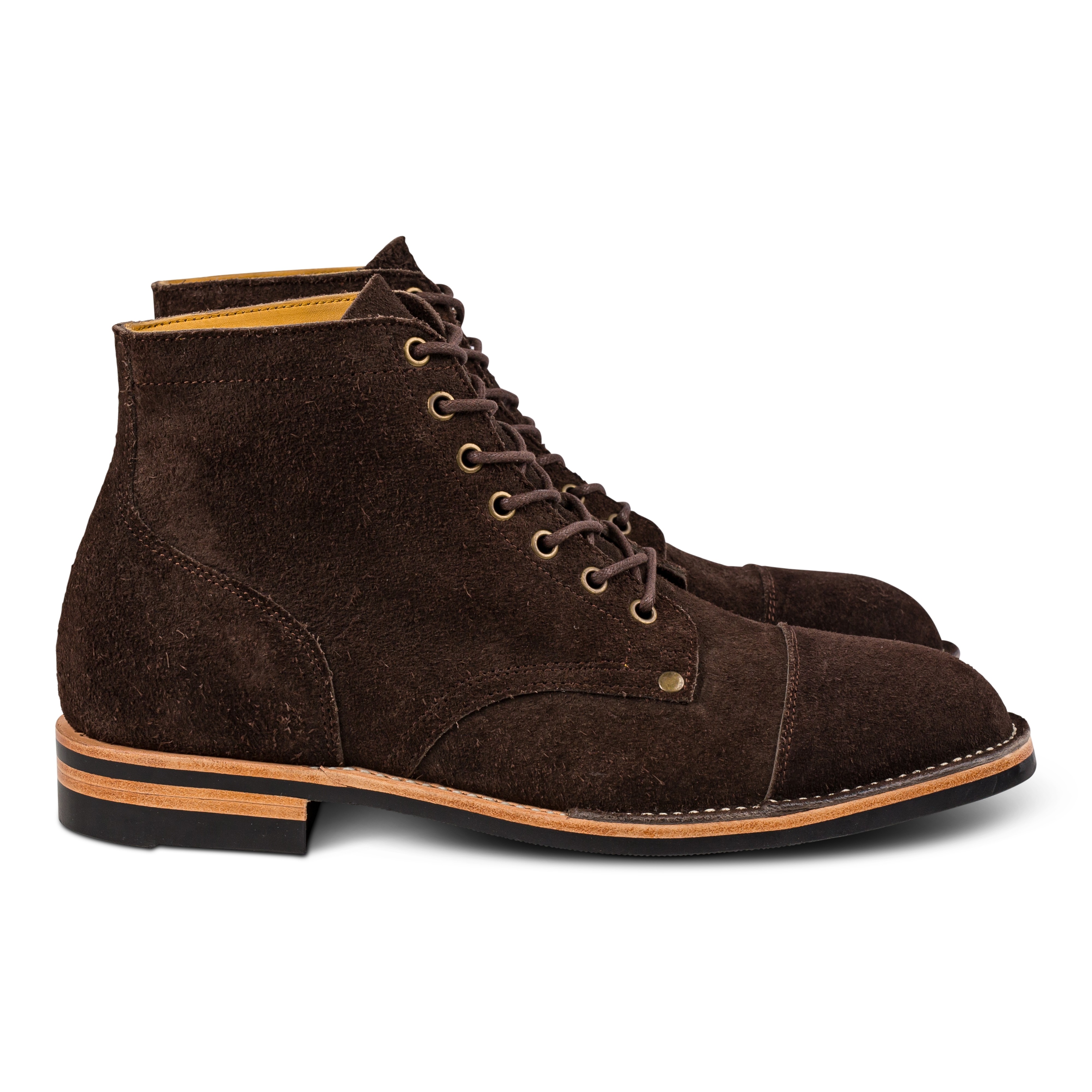 Midas & Skolyx, cap toe service boot, tummanruskea, karkeaa mokkaa