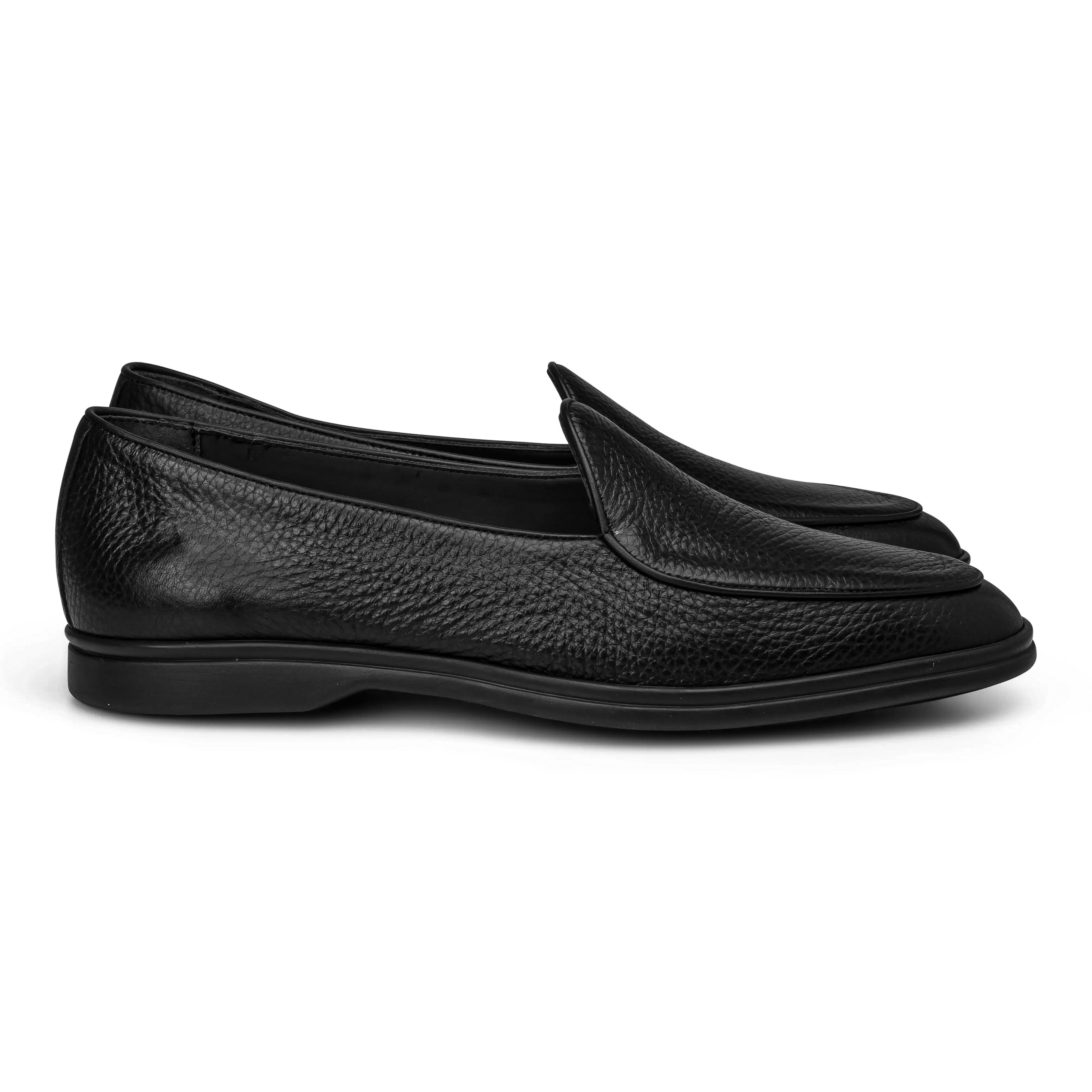 Yanko Traveler Belgian Loafer schwarzes soft grain mit dunkler Sohle