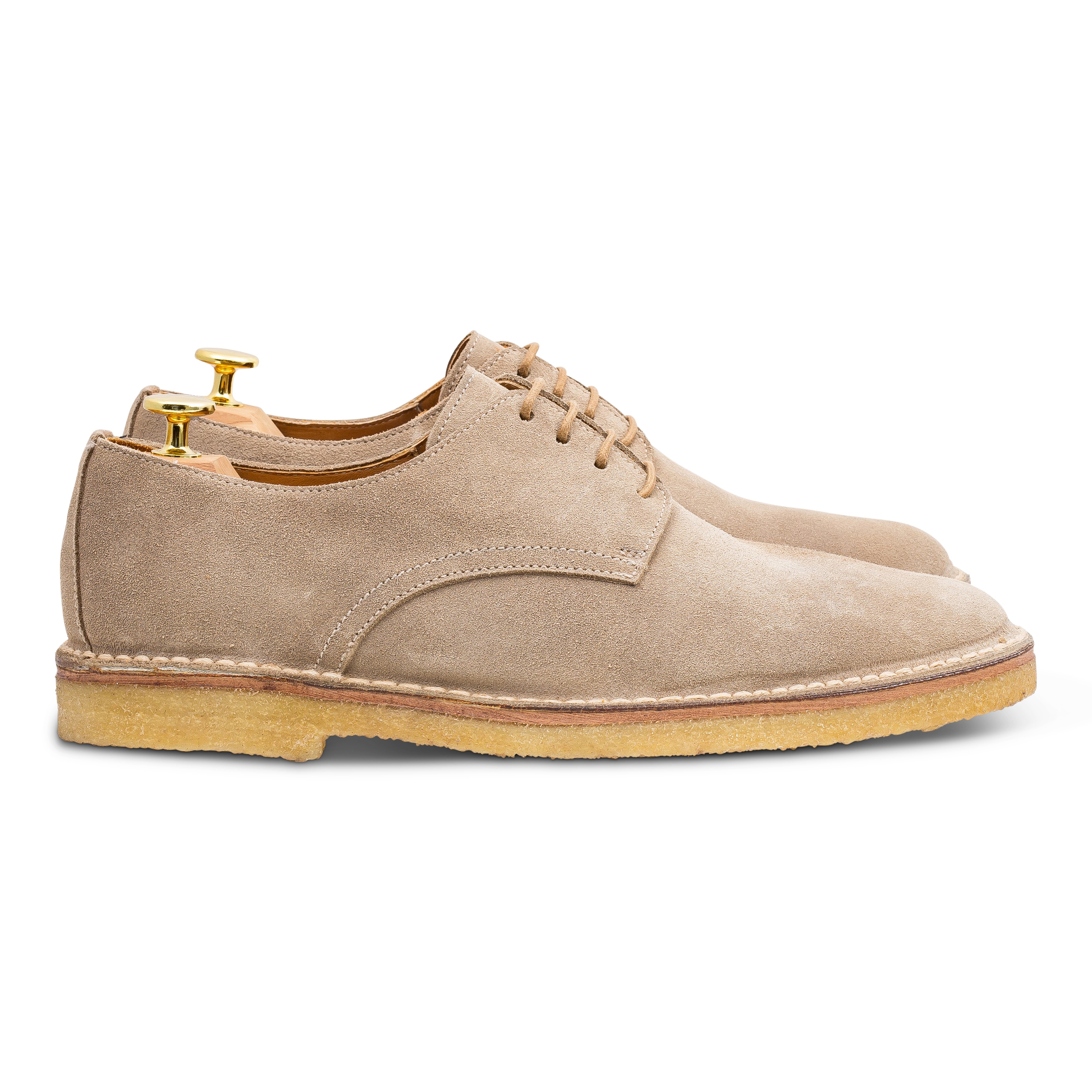 Yanko Stitchdown plain toe derby sand Wildleder