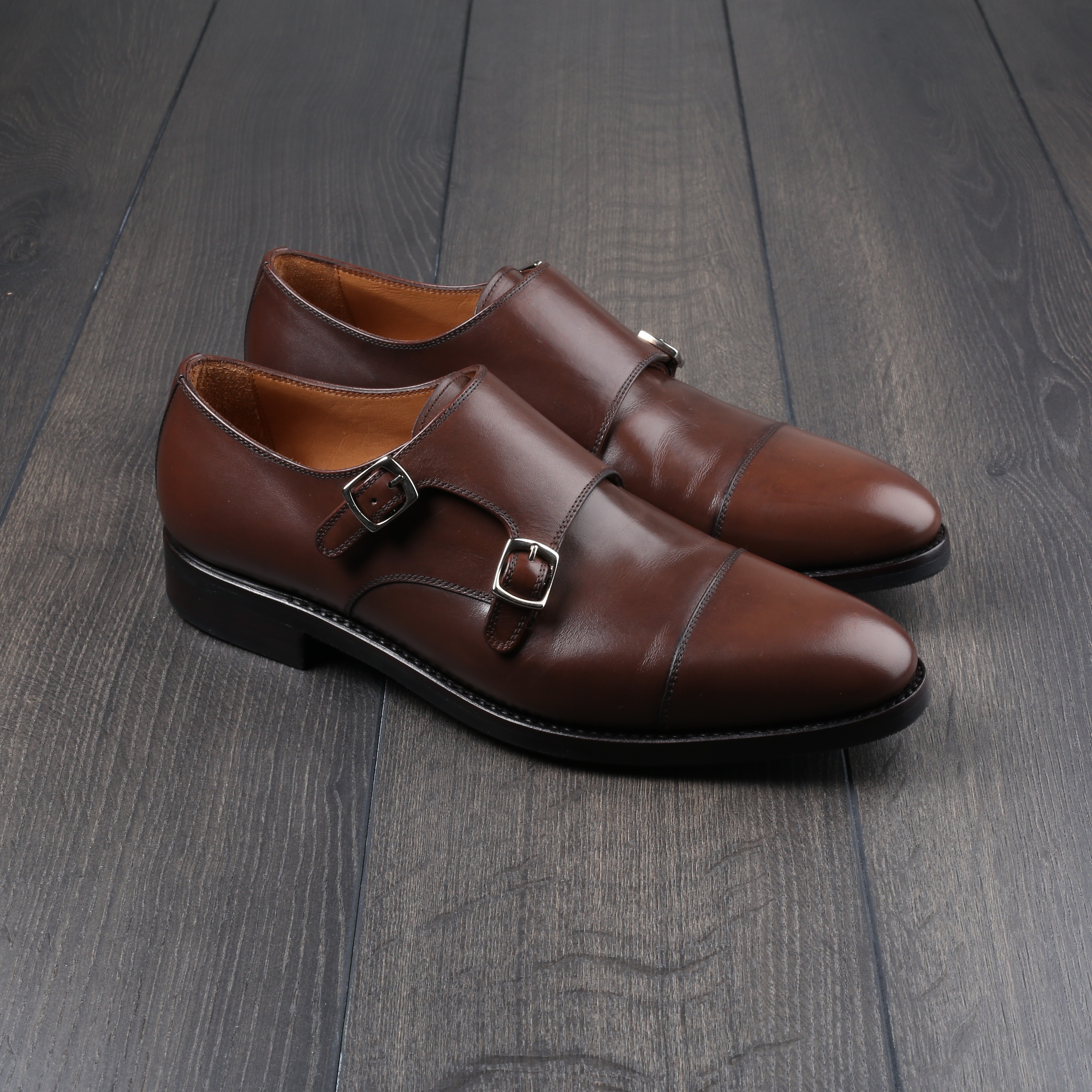 Skolyx dark brown double monk UK6 / EU40 - seconds